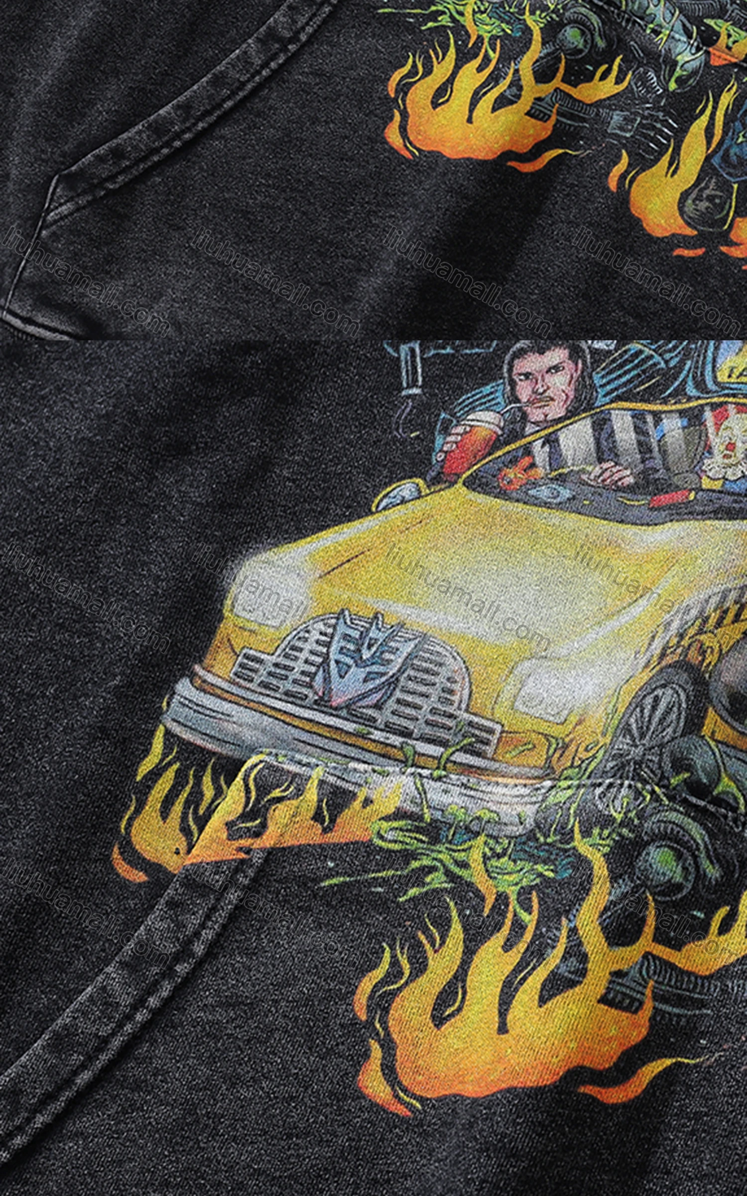 Wholesale Men's Fashion 100%Cotton Graphic Distressed Long Sleeve Hoodie Pullover Sweatshirt SML38# - Liuhuamall