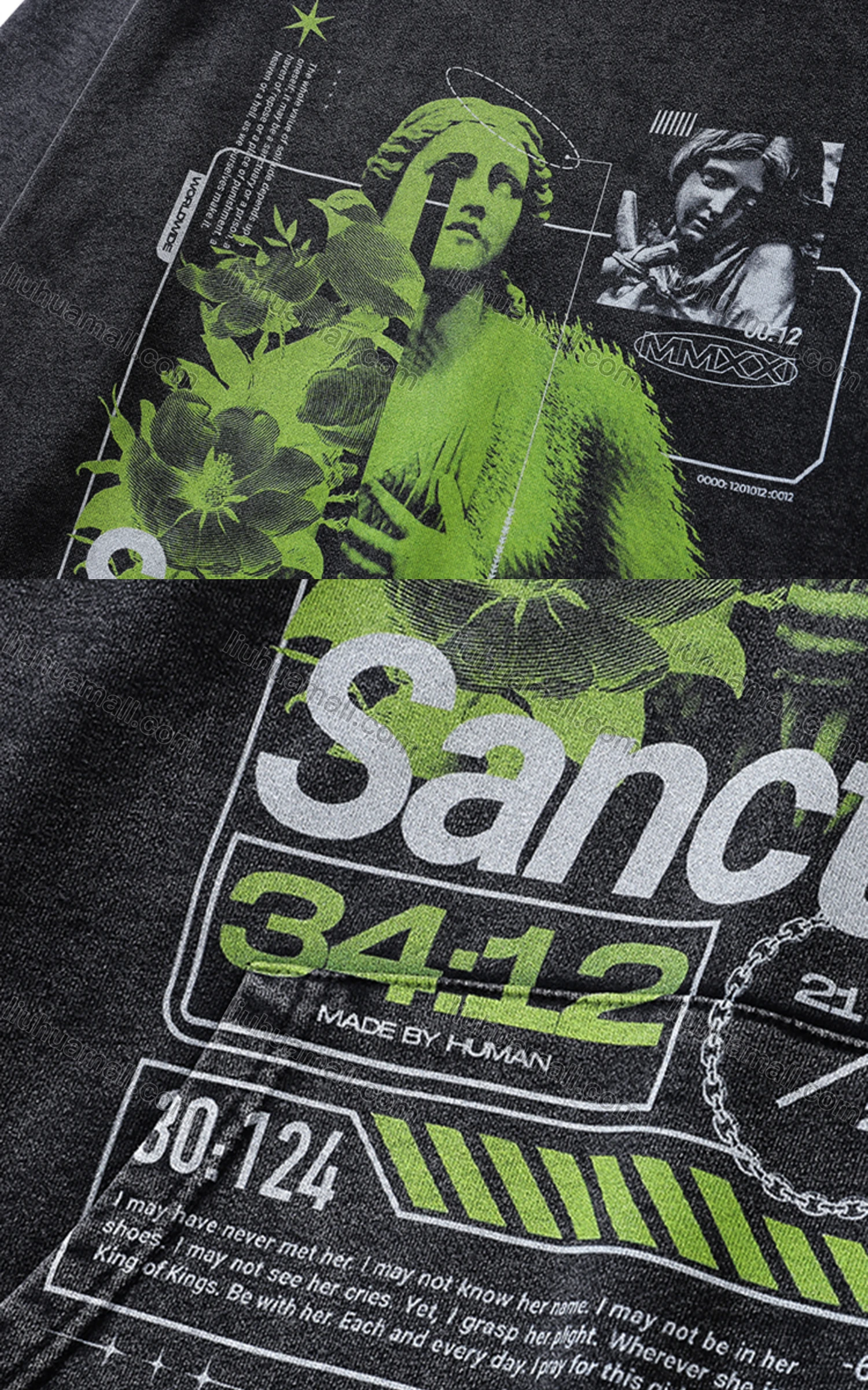 Wholesale Men's Fashion 100%Cotton Graphic Distressed Long Sleeve Hoodie Pullover Sweatshirt SML39# - Liuhuamall