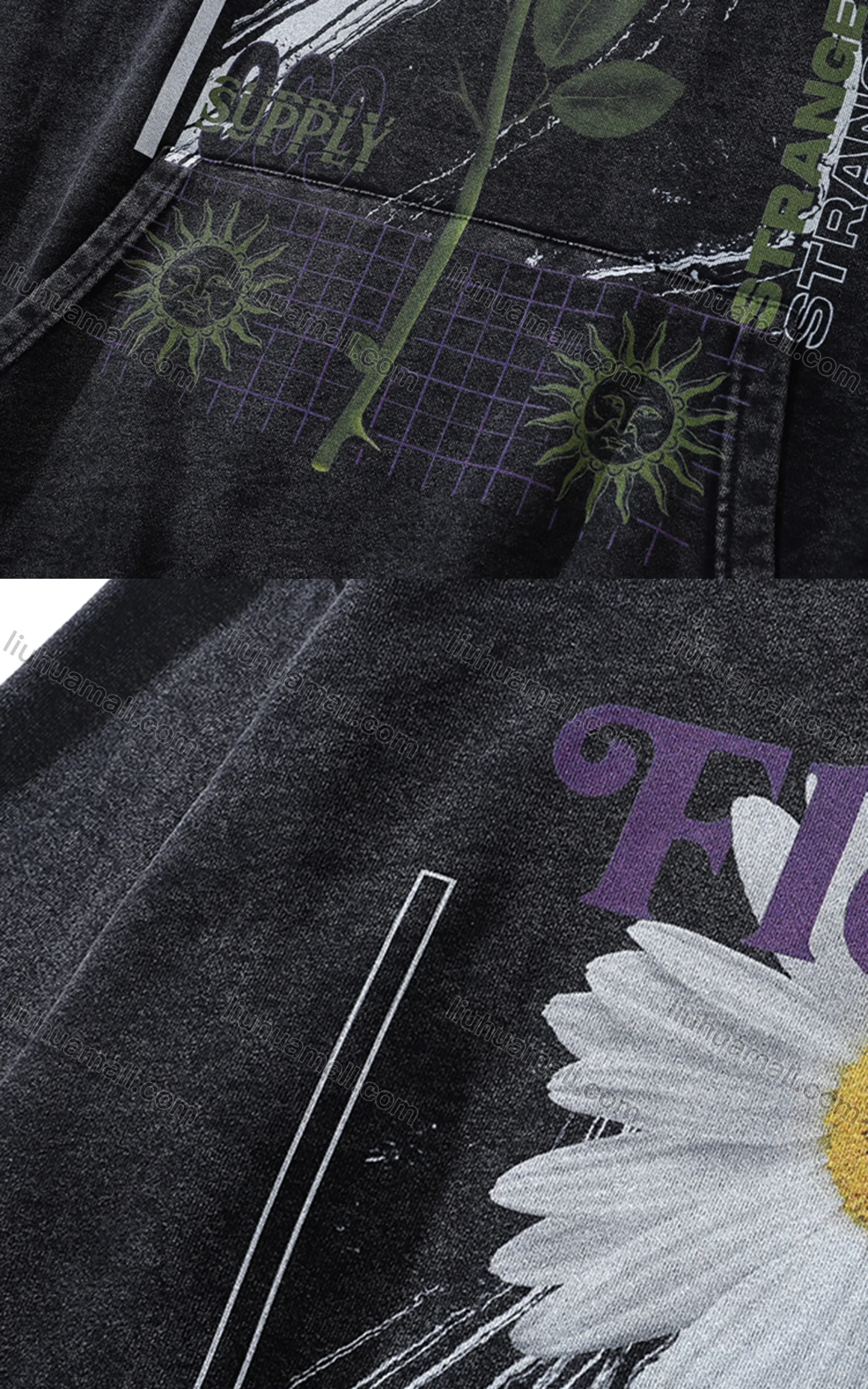 Wholesale Men's Fashion 100%Cotton Graphic Distressed Long Sleeve Hoodie Pullover Sweatshirt SML42# - Liuhuamall