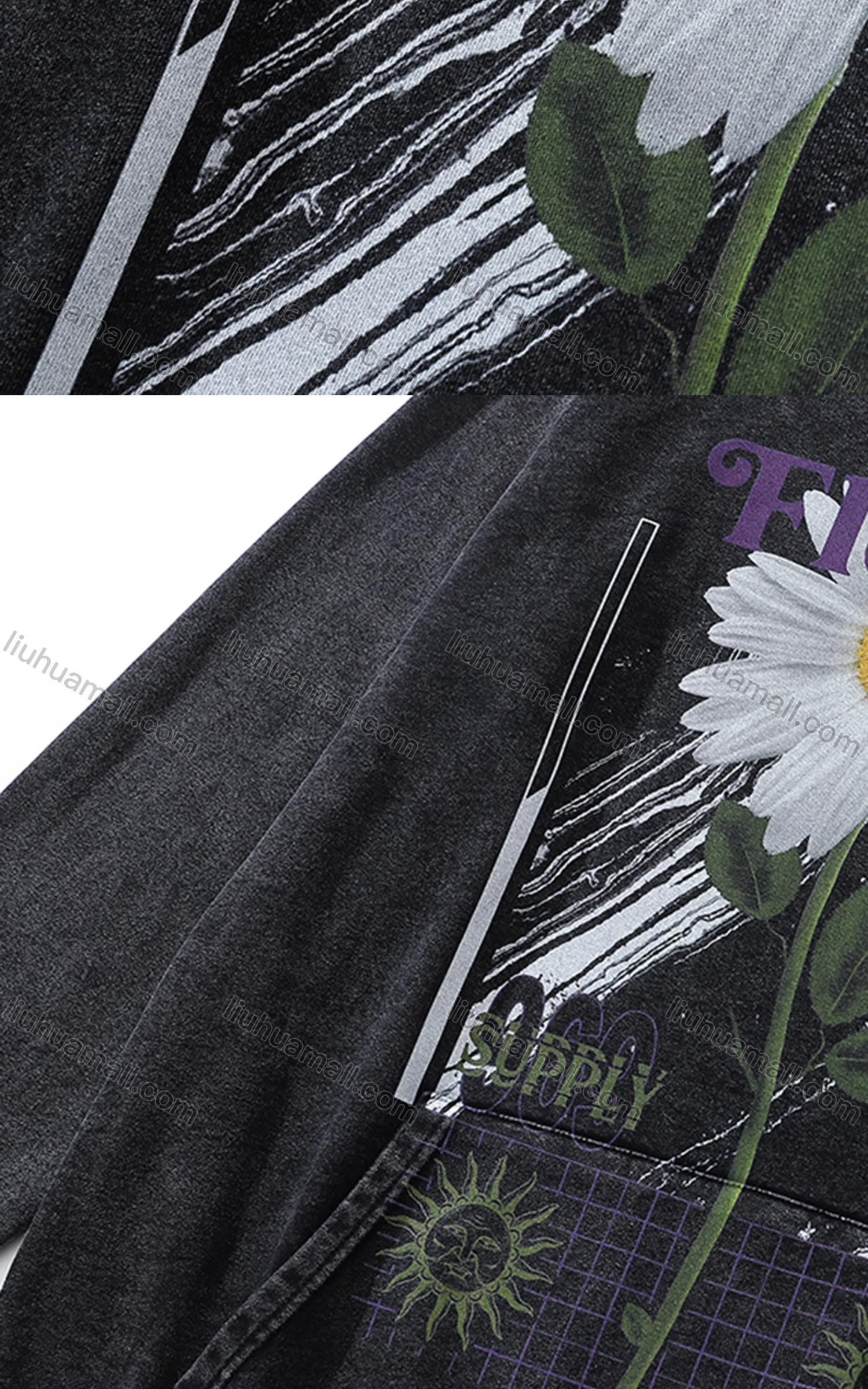 Wholesale Men's Fashion 100%Cotton Graphic Distressed Long Sleeve Hoodie Pullover Sweatshirt SML42# - Liuhuamall