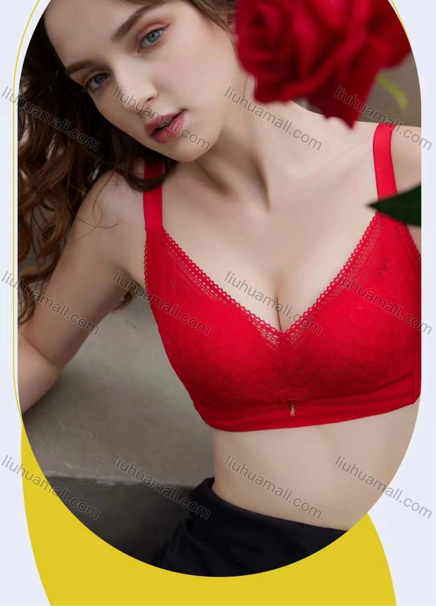 Wholesale Women's Lace Applique Back Breasted Bra - Liuhuamall