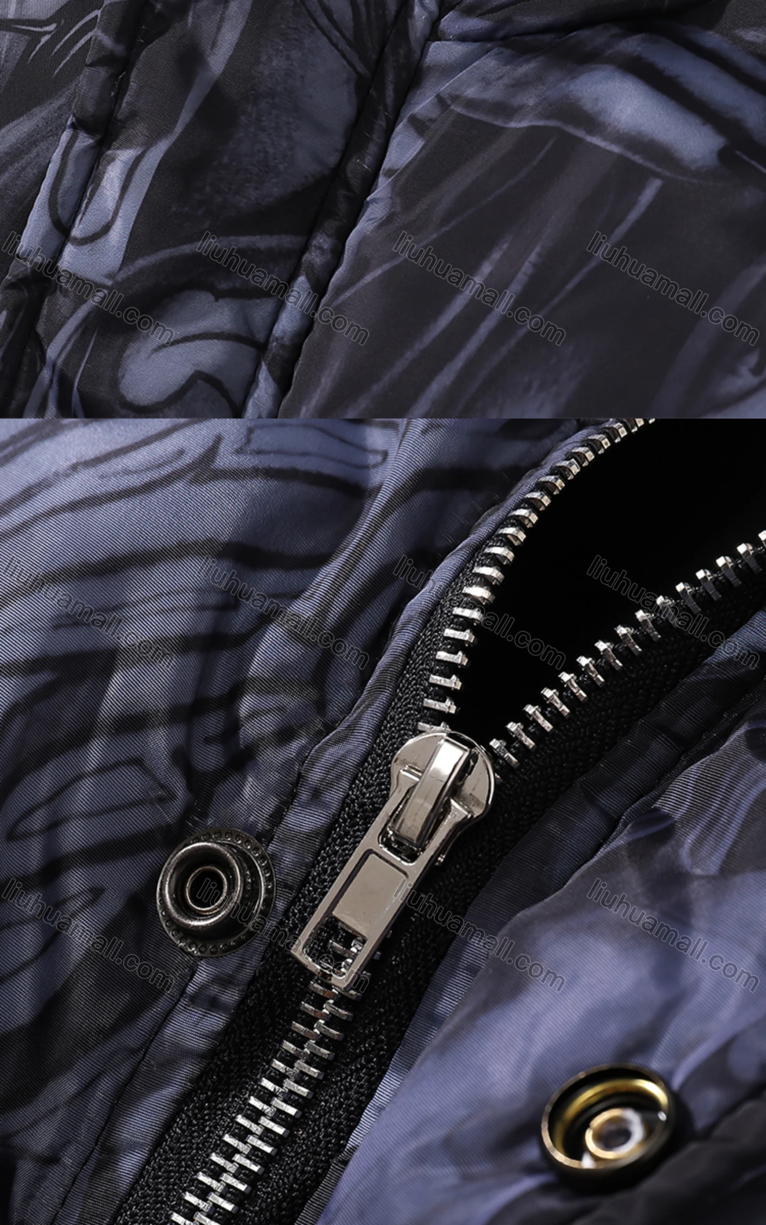 Wholesale Men's Fashion Long Sleeve Stand Collar Figure Print Puffer Coat 905# - Liuhuamall