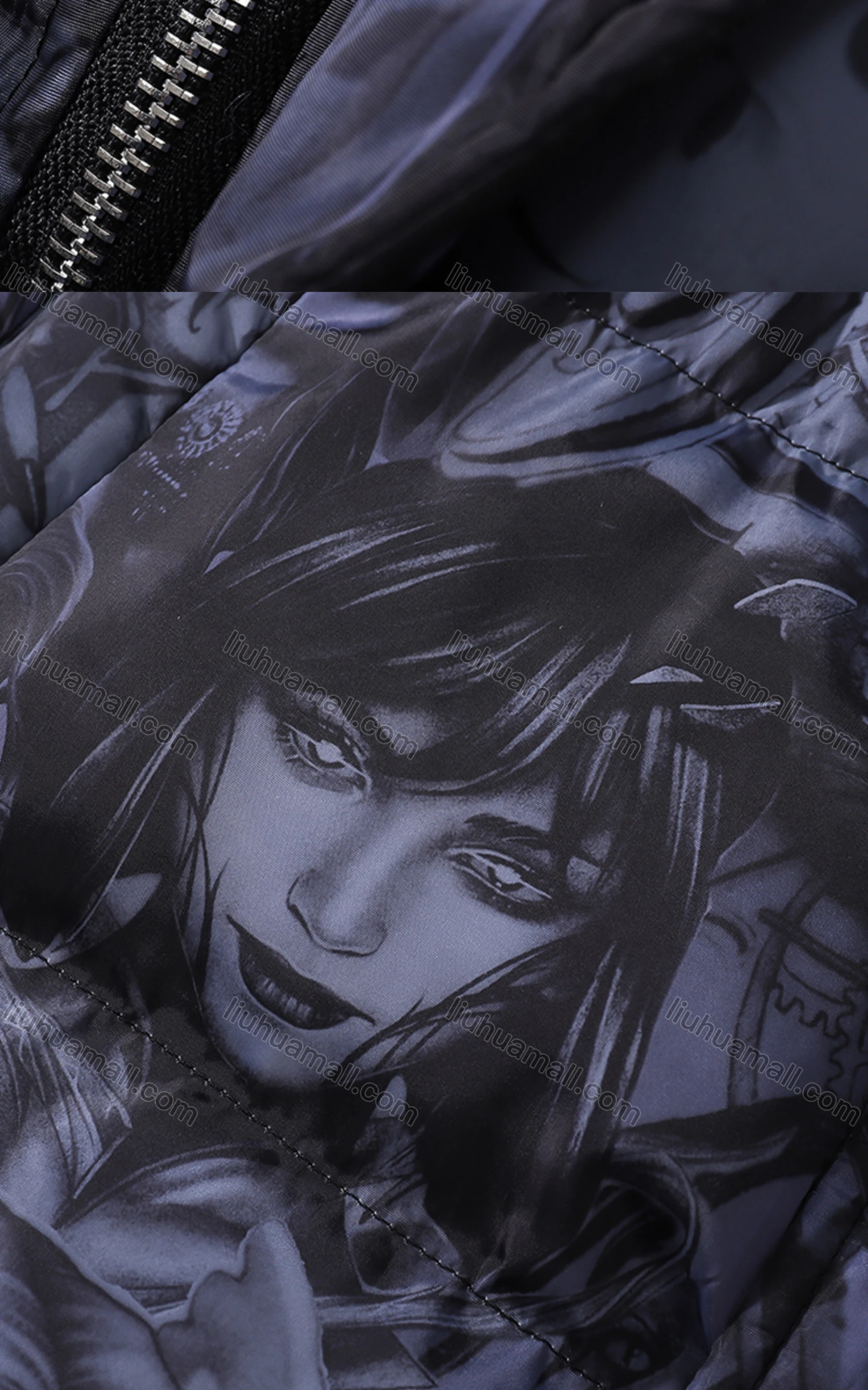 Wholesale Men's Fashion Long Sleeve Stand Collar Figure Print Puffer Coat 905# - Liuhuamall