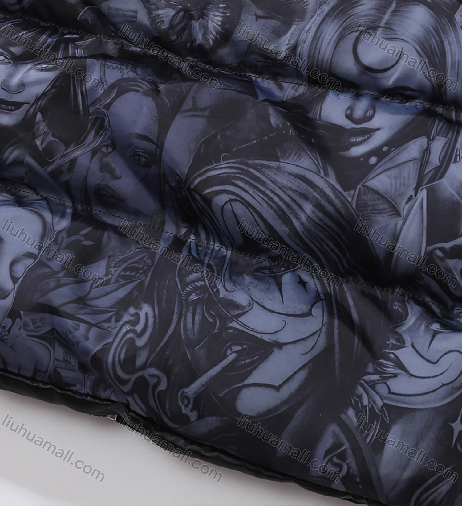 Wholesale Men's Fashion Long Sleeve Stand Collar Figure Print Puffer Coat 905# - Liuhuamall