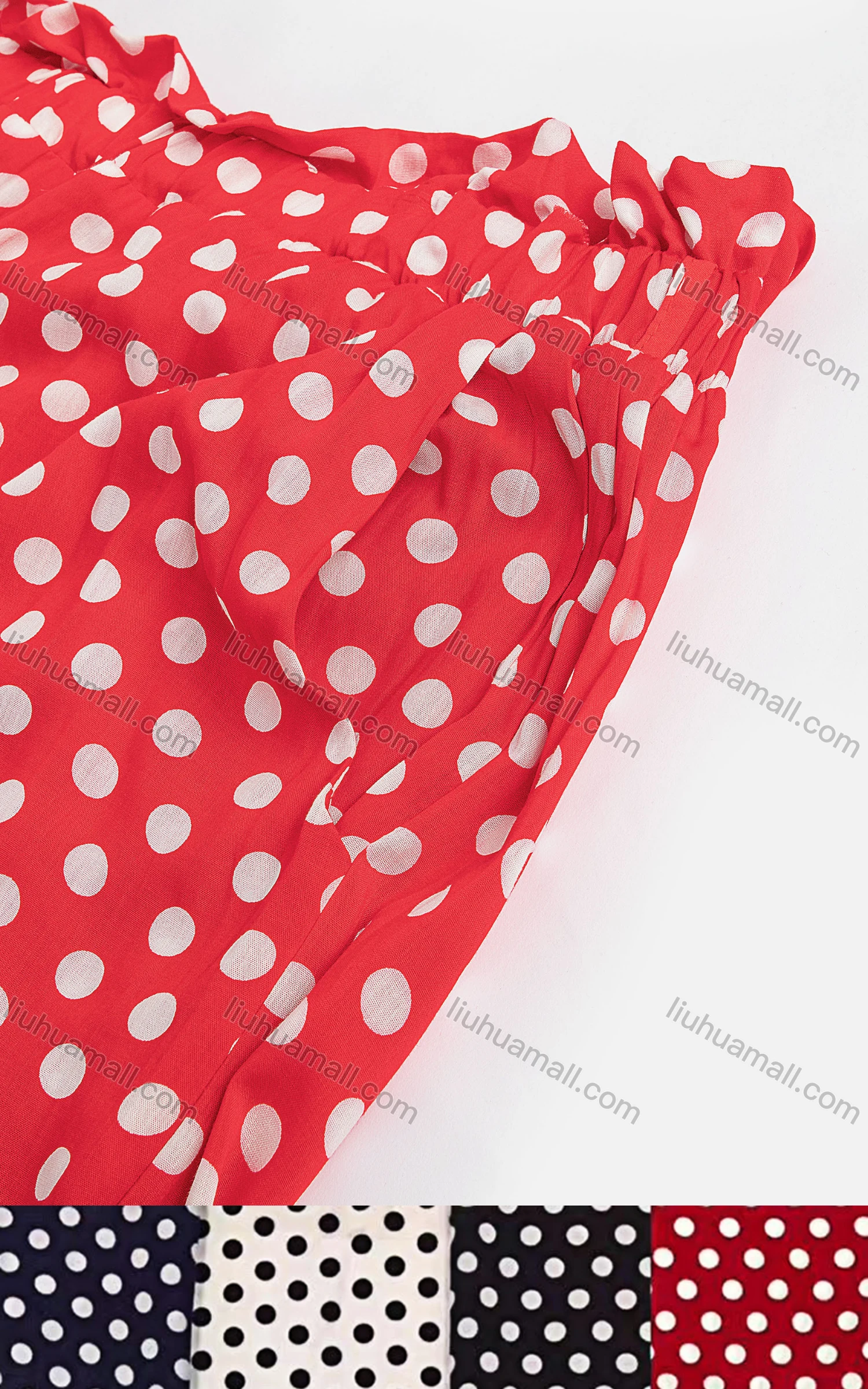 Wholesale Women's Casual Polka Dots Print Crop Cami Top & Dual Pockets Pant Sets - Liuhuamall