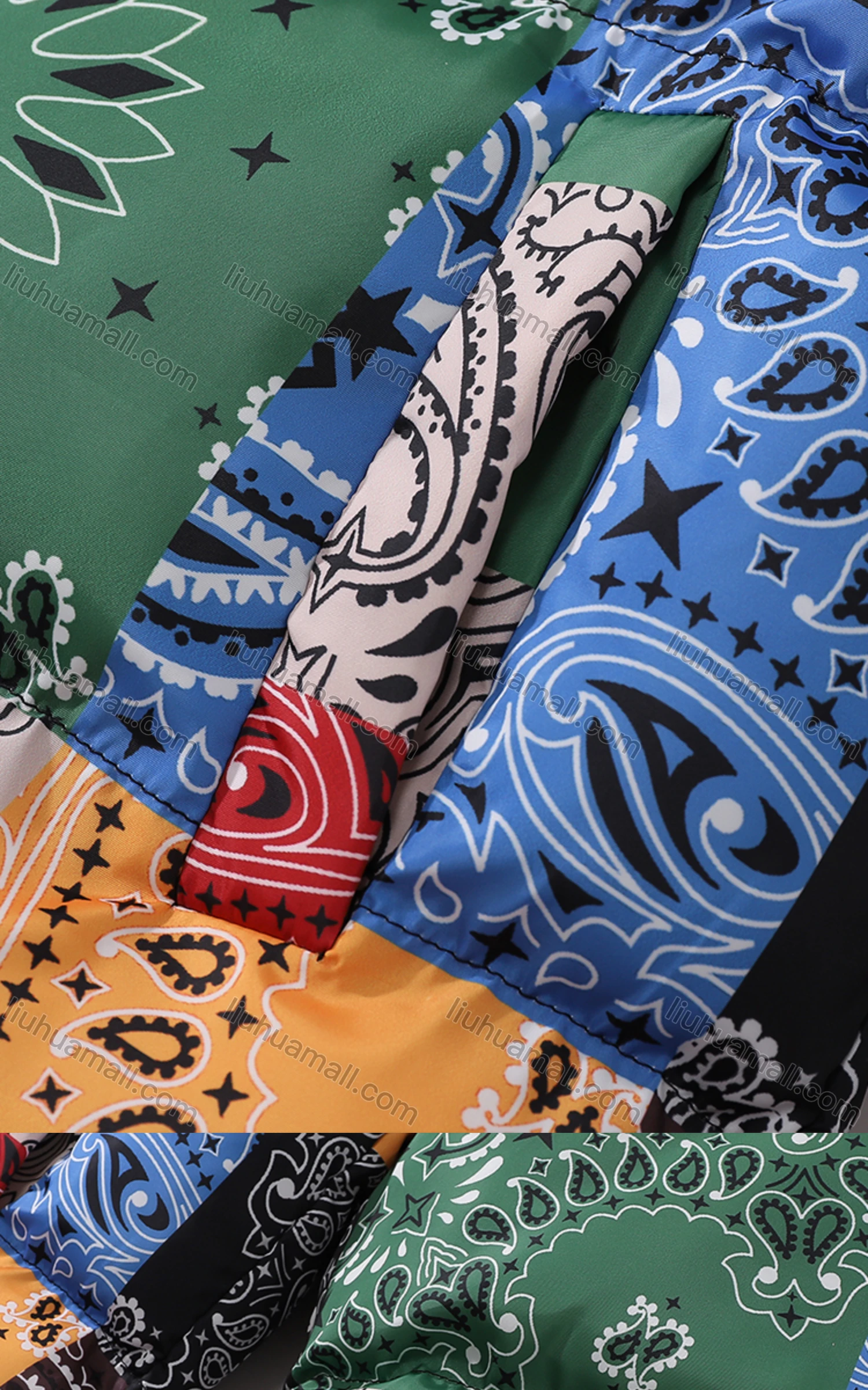 Wholesale Men's Fashion Long Sleeve Stand Collar Patchwork Print Puffer Coat 906# - Liuhuamall