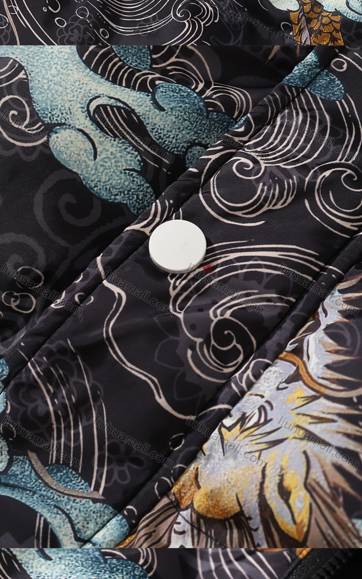 Wholesale Men's Fashion Long Sleeve Stand Collar Allover Sinosaurus Print Puffer Coat 907# - Liuhuamall