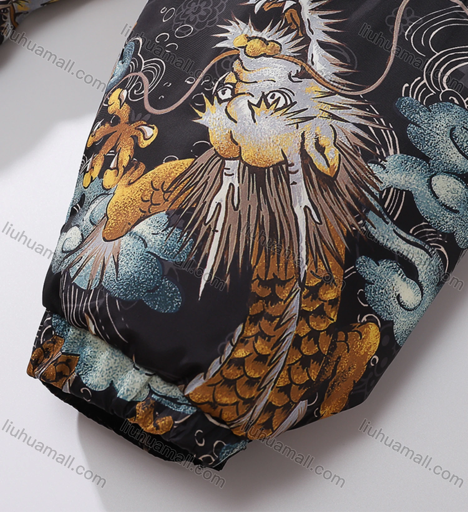 Wholesale Men's Fashion Long Sleeve Stand Collar Allover Sinosaurus Print Puffer Coat 907# - Liuhuamall