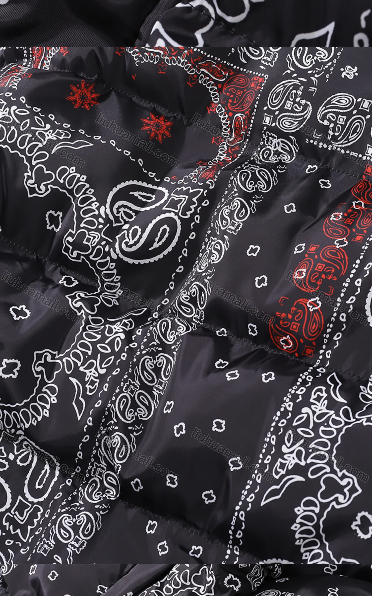 Wholesale Men's Fashion Long Sleeve Stand Collar Paisley Print Puffer Coat 909# - Liuhuamall