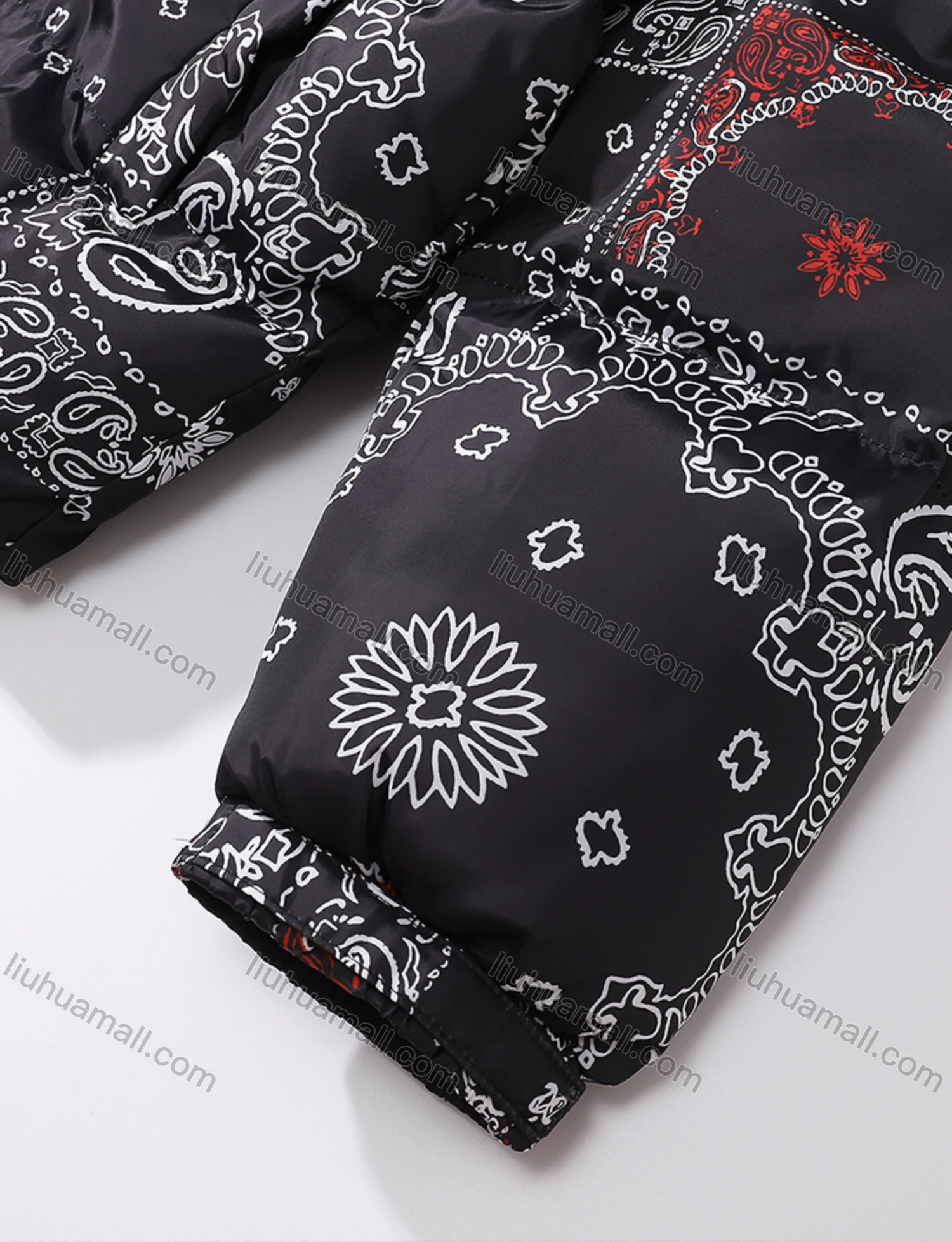 Wholesale Men's Fashion Long Sleeve Stand Collar Paisley Print Puffer Coat 909# - Liuhuamall