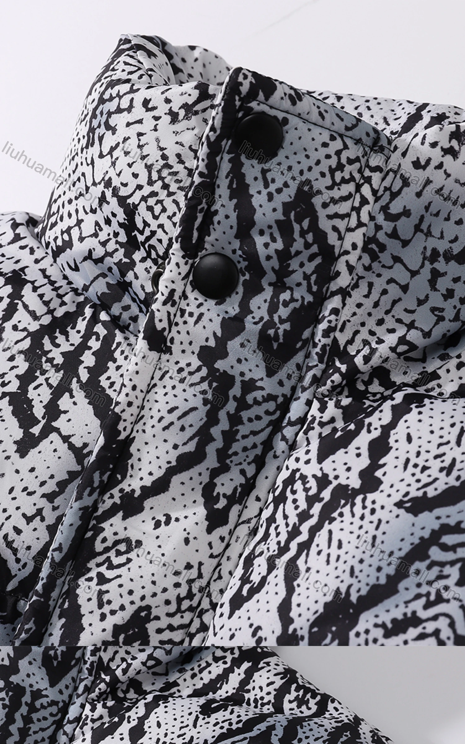 Wholesale Men's Fashion Long Sleeve Stand Collar Snakeskin Print Puffer Coat 910# - Liuhuamall