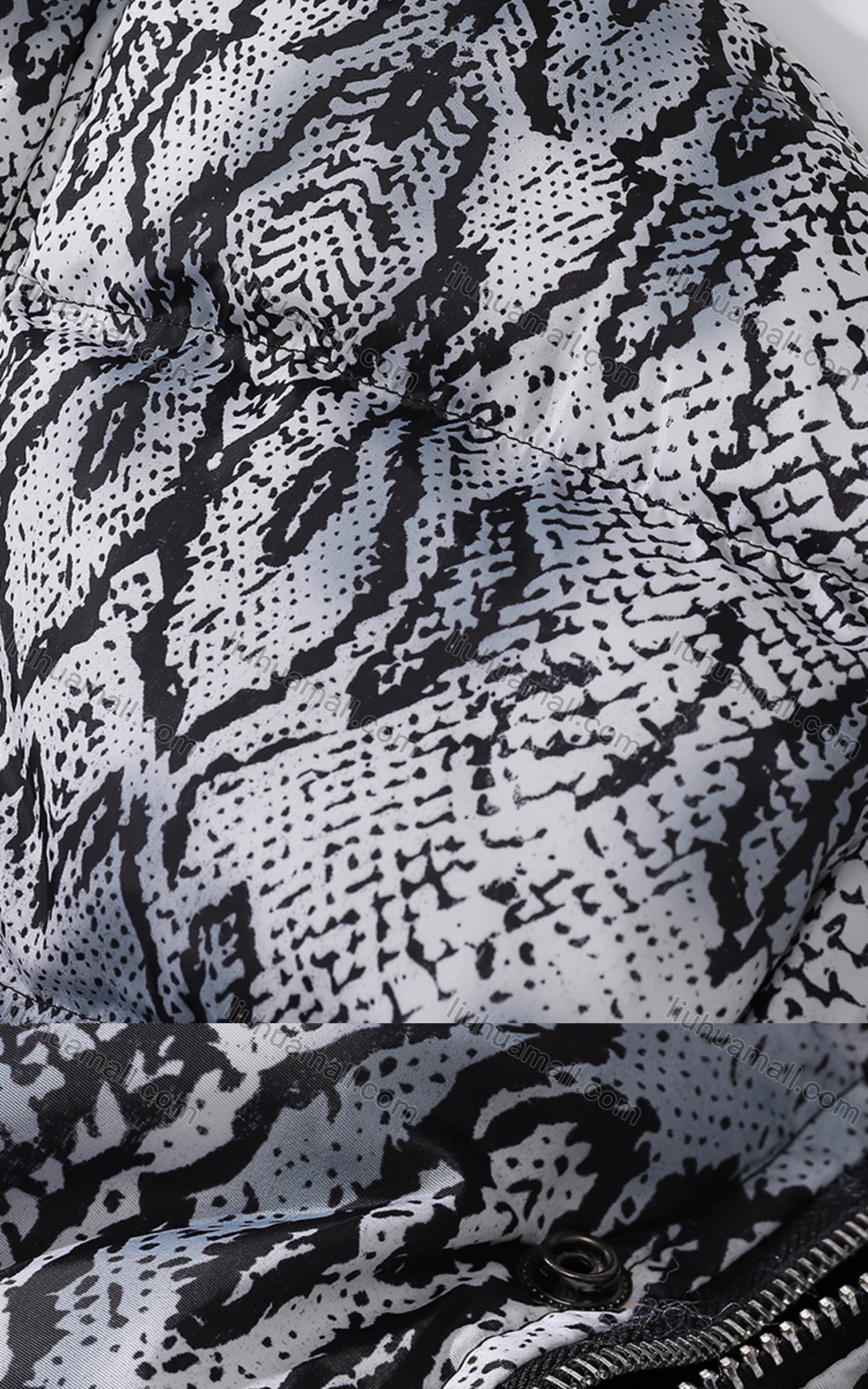 Wholesale Men's Fashion Long Sleeve Stand Collar Snakeskin Print Puffer Coat 910# - Liuhuamall