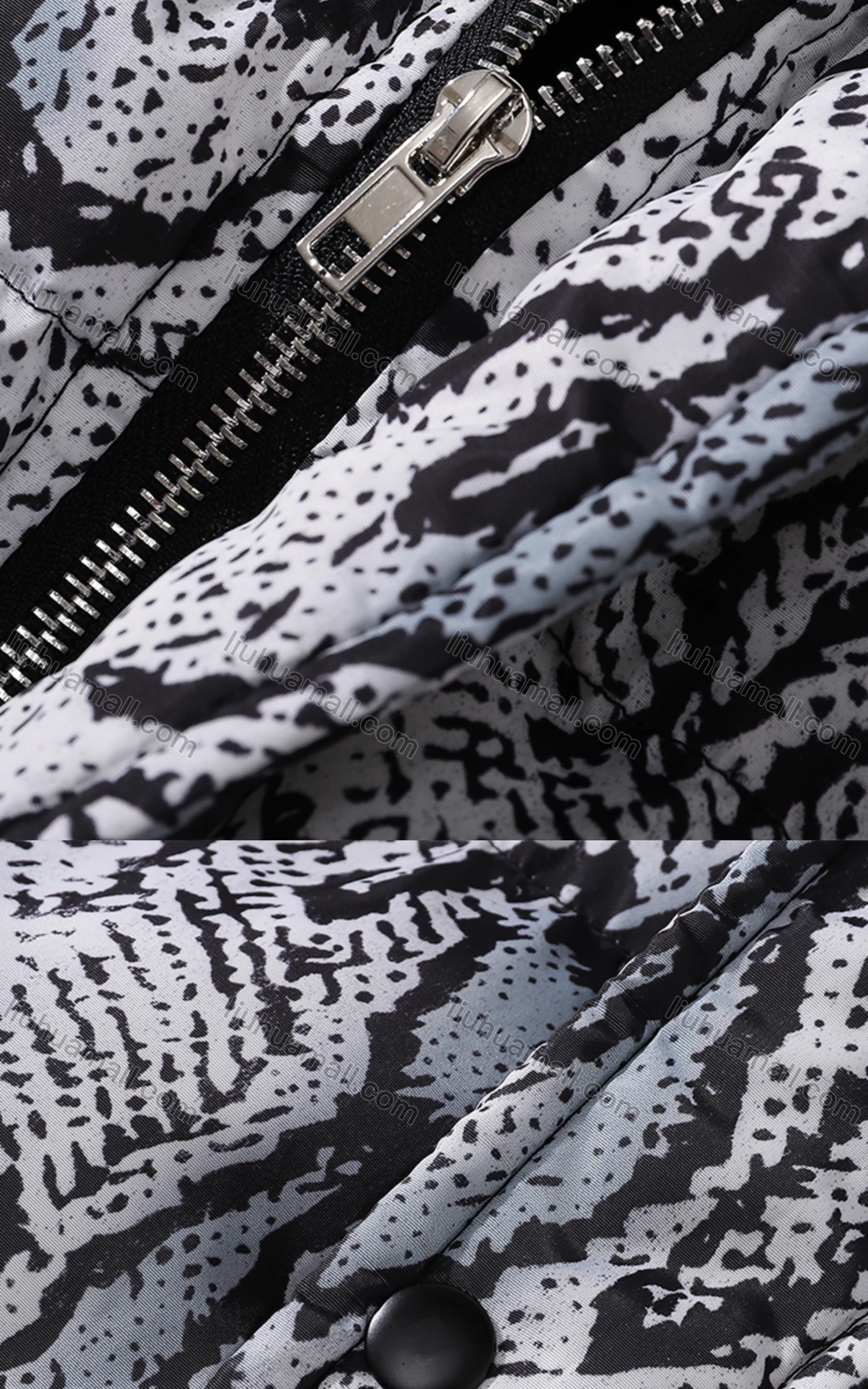 Wholesale Men's Fashion Long Sleeve Stand Collar Snakeskin Print Puffer Coat 910# - Liuhuamall