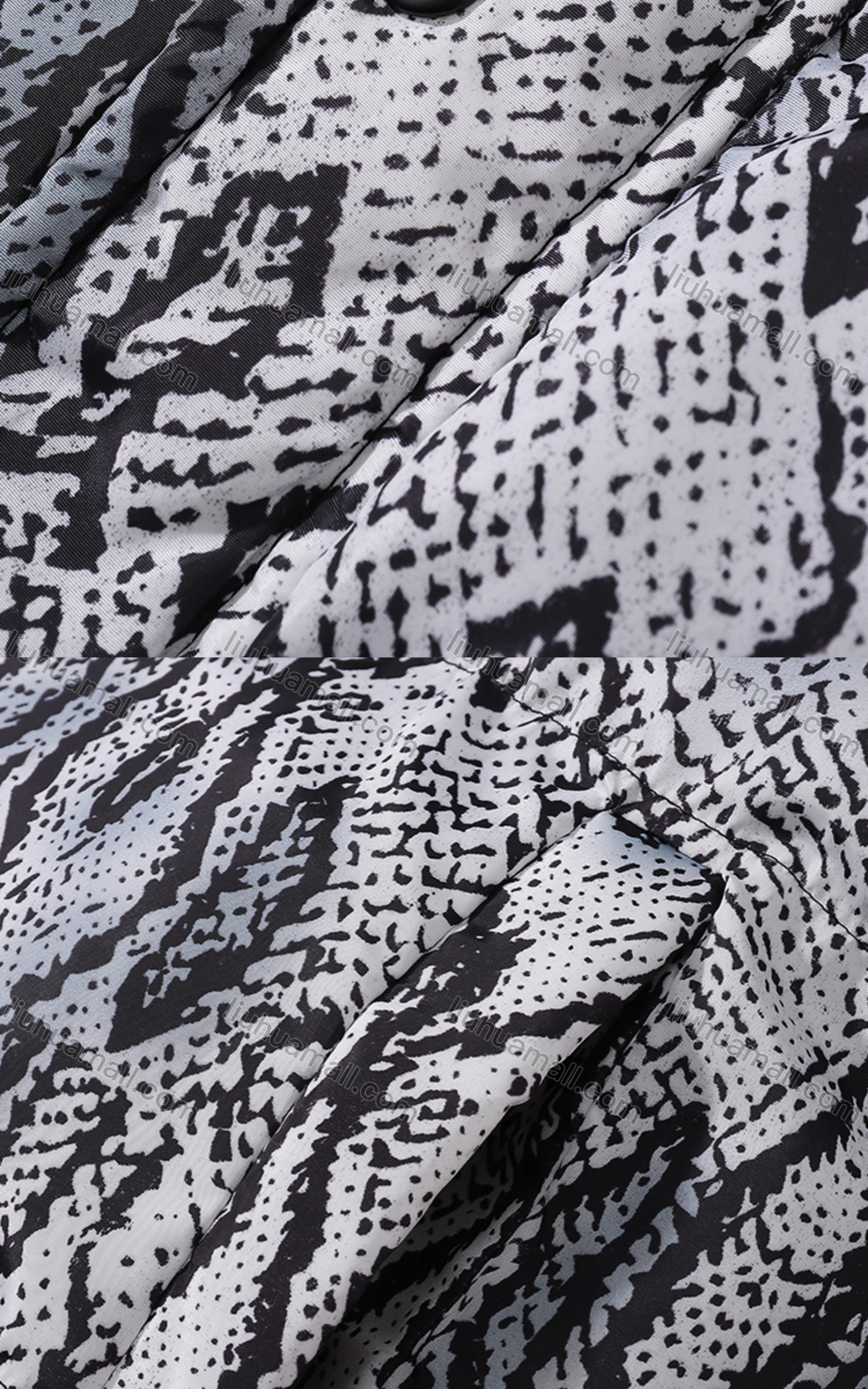 Wholesale Men's Fashion Long Sleeve Stand Collar Snakeskin Print Puffer Coat 910# - Liuhuamall