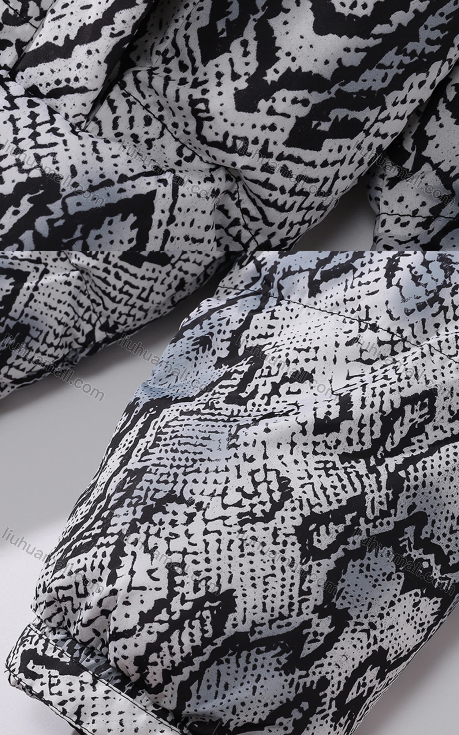 Wholesale Men's Fashion Long Sleeve Stand Collar Snakeskin Print Puffer Coat 910# - Liuhuamall