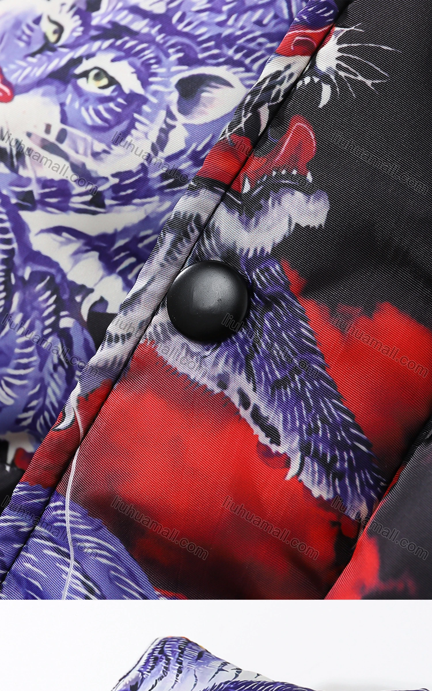 Wholesale Men's Fashion Long Sleeve Stand Collar Tiger Print Puffer Coat 916# - Liuhuamall