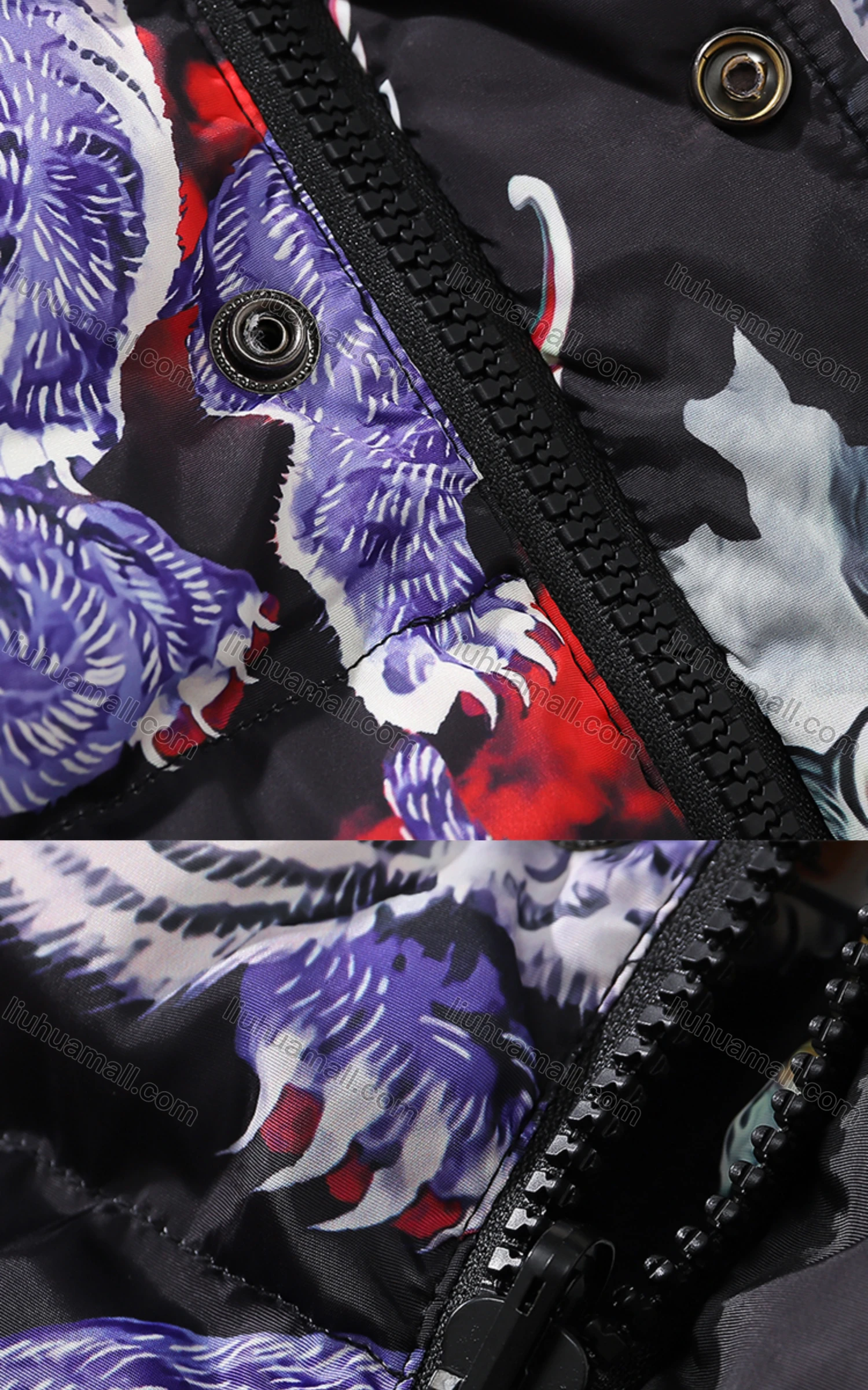 Wholesale Men's Fashion Long Sleeve Stand Collar Tiger Print Puffer Coat 916# - Liuhuamall