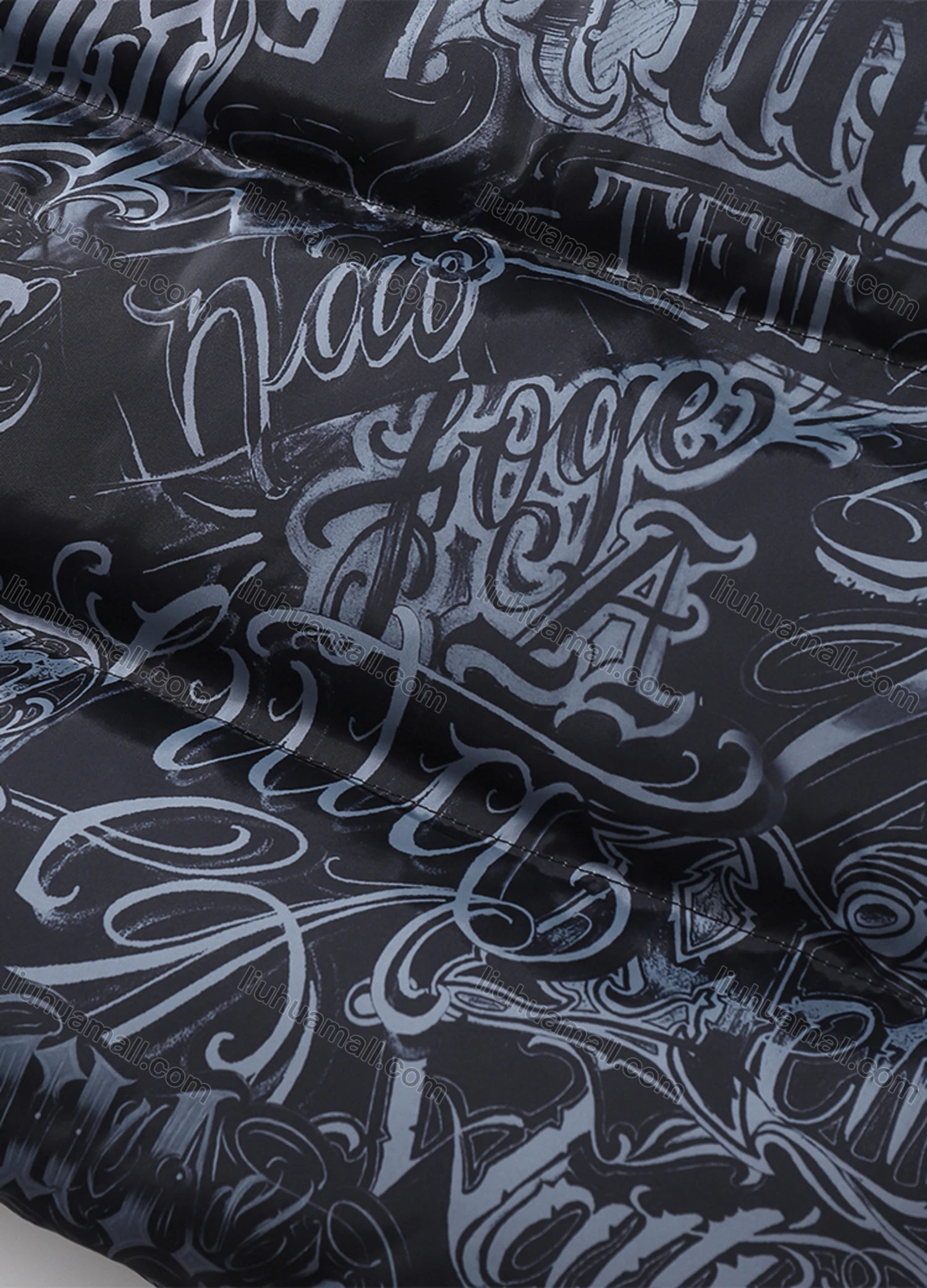 Wholesale Men's Fashion Long Sleeve Stand Collar Graffiti Letter Print Puffer Coat 917# - Liuhuamall