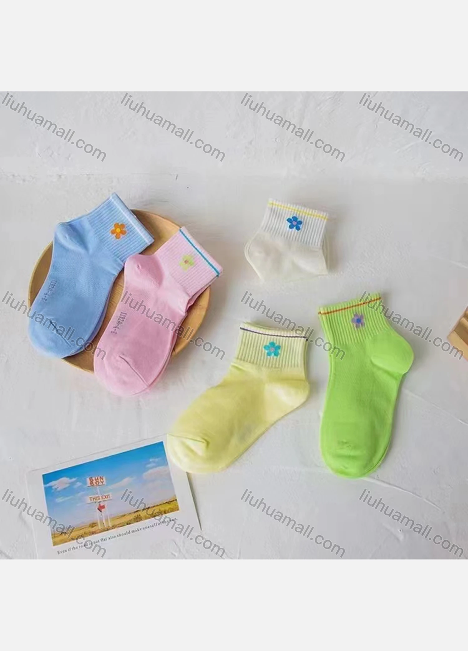Wholesale Kid's Floral Print Cotton Socks - Liuhuamall