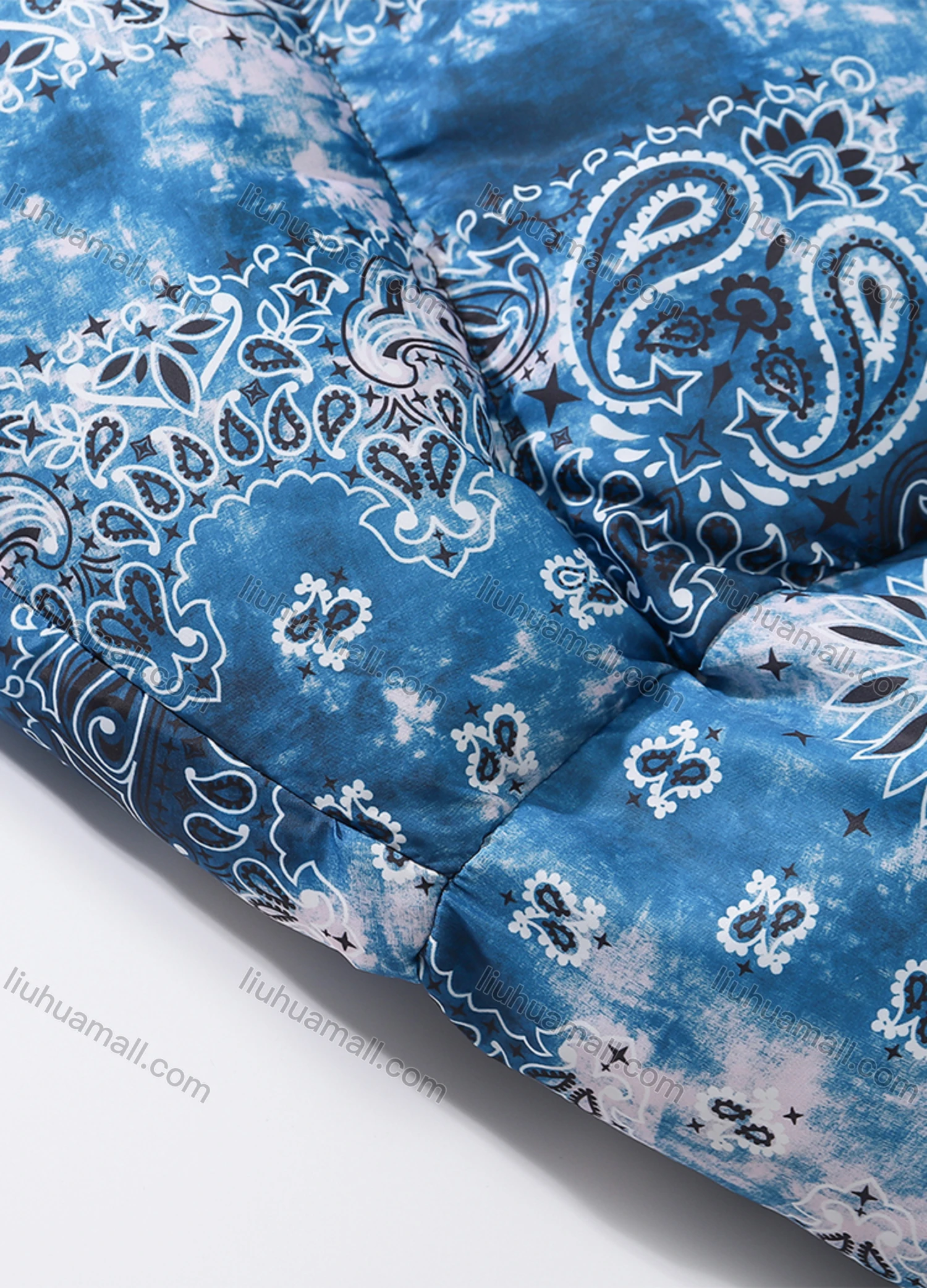 Wholesale Men's Fashion Long Sleeve Stand Collar Tie Dye Paisley Print Puffer Coat 920# - Liuhuamall