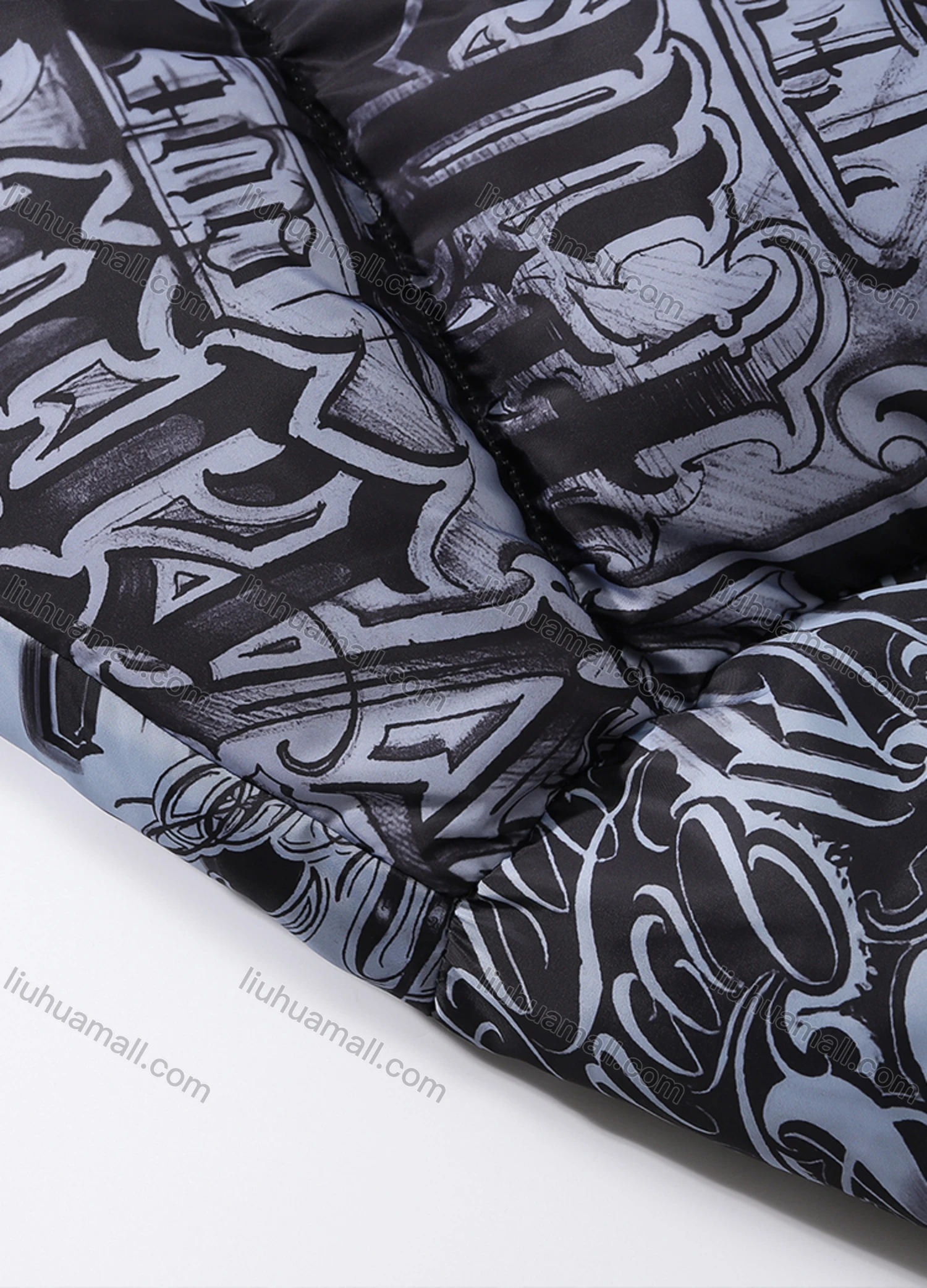 Wholesale Men's Fashion Long Sleeve Stand Collar Graffiti Letter Print Puffer Coat 923# - Liuhuamall