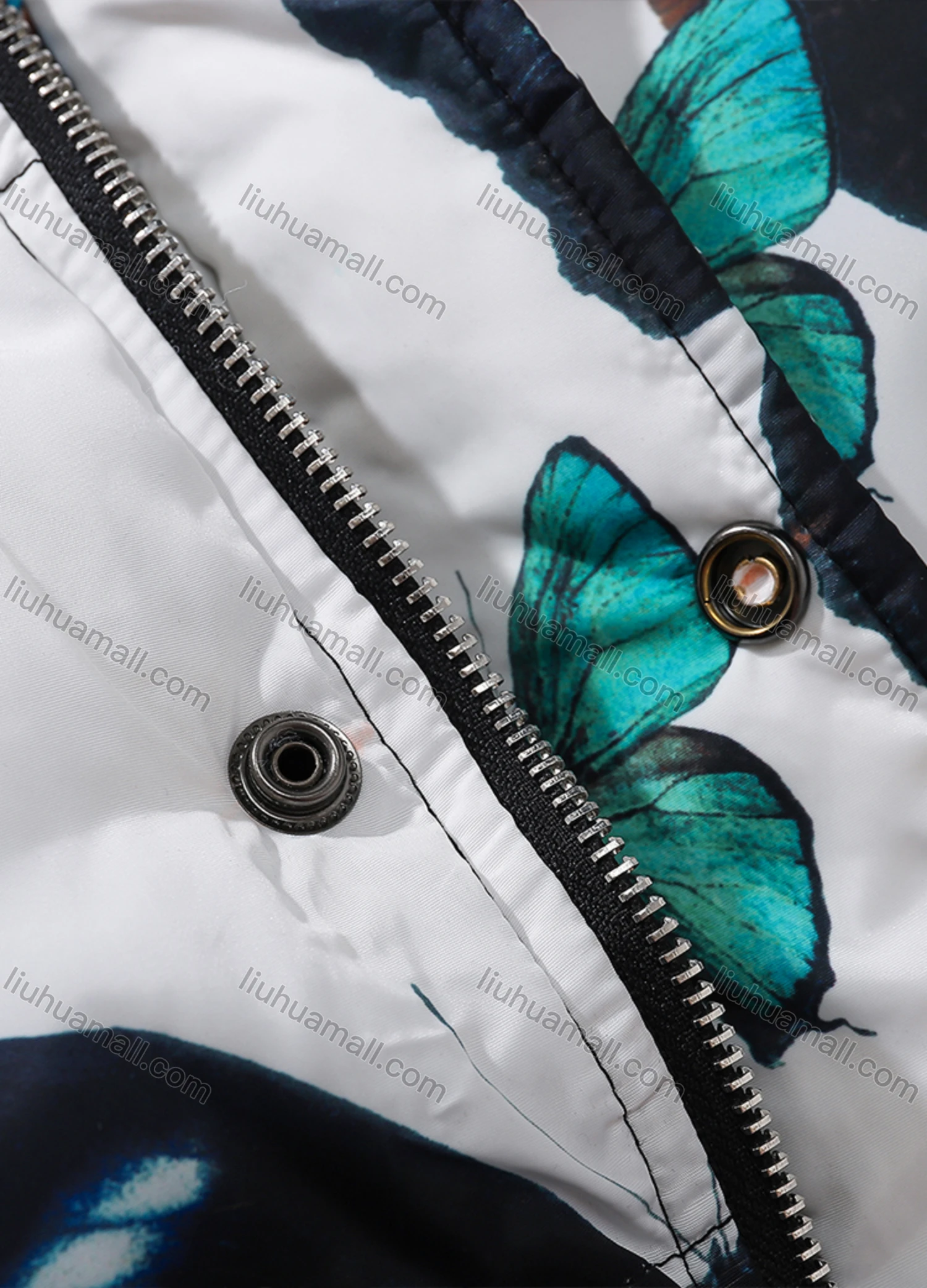 Wholesale Men's Fashion Long Sleeve Stand Collar Butterfly Print Puffer Coat 924# - Liuhuamall