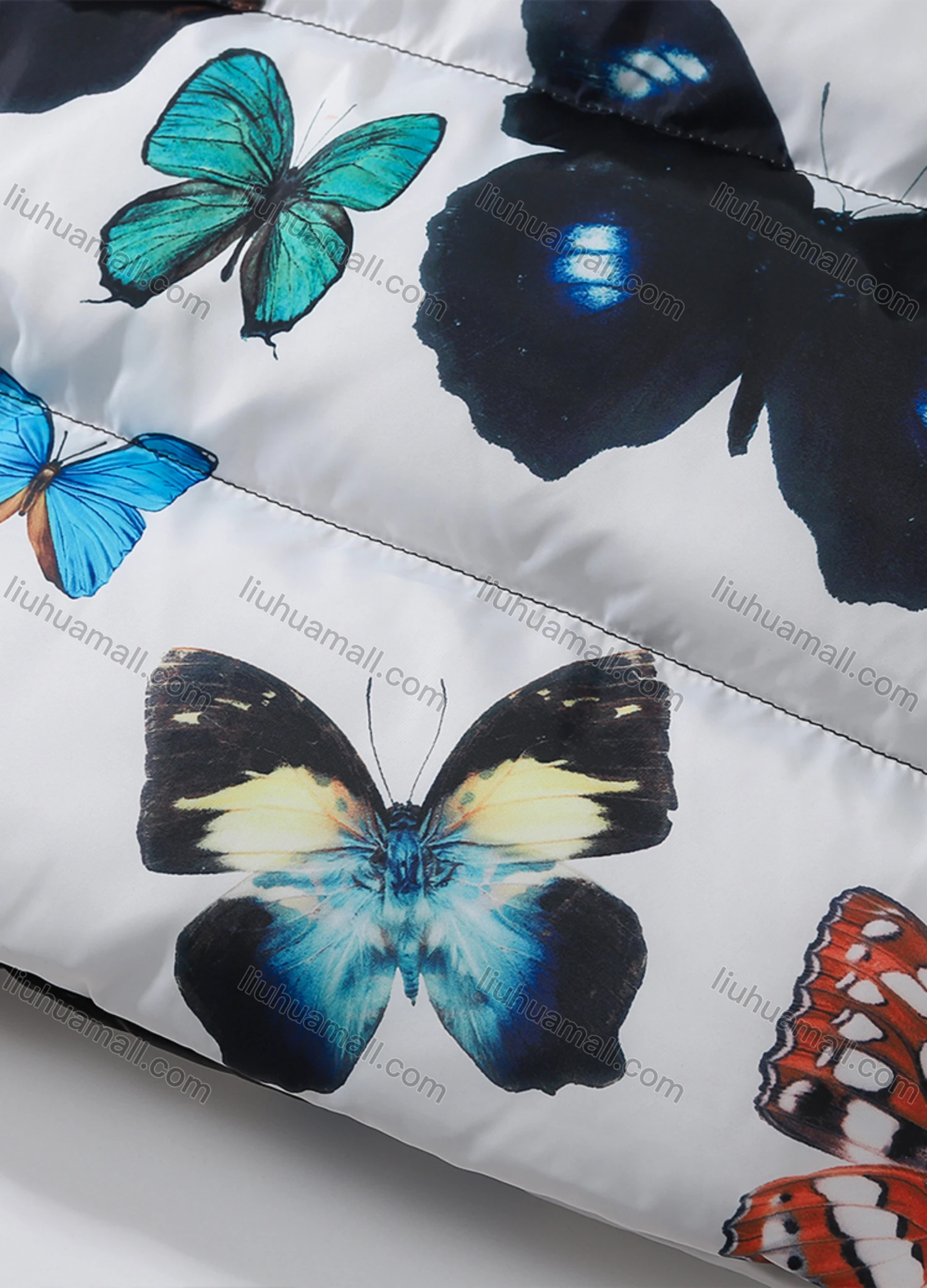 Wholesale Men's Fashion Long Sleeve Stand Collar Butterfly Print Puffer Coat 924# - Liuhuamall