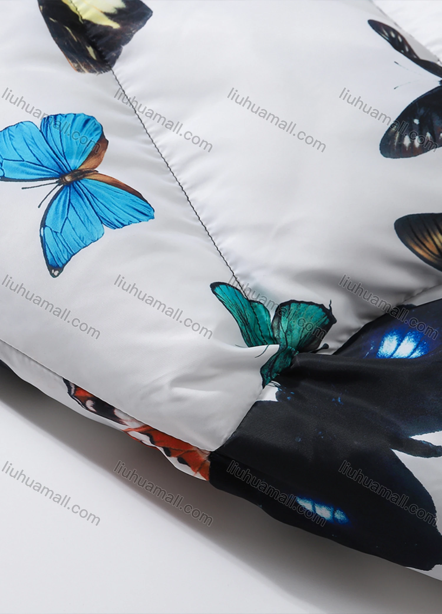 Wholesale Men's Fashion Long Sleeve Stand Collar Butterfly Print Puffer Coat 924# - Liuhuamall