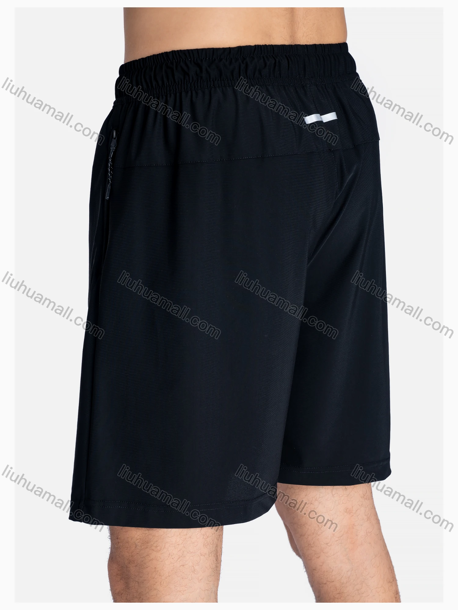 Wholesale Men's Sporty Reflective Stripes Drawstring Pockets Elastic Waist Shorts - Liuhuamall