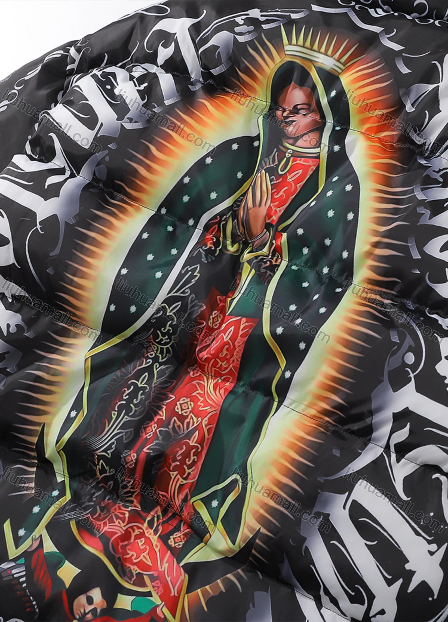 Wholesale Men's Fashion Long Sleeve Stand Collar Letter Print Puffer Coat 929# - Liuhuamall