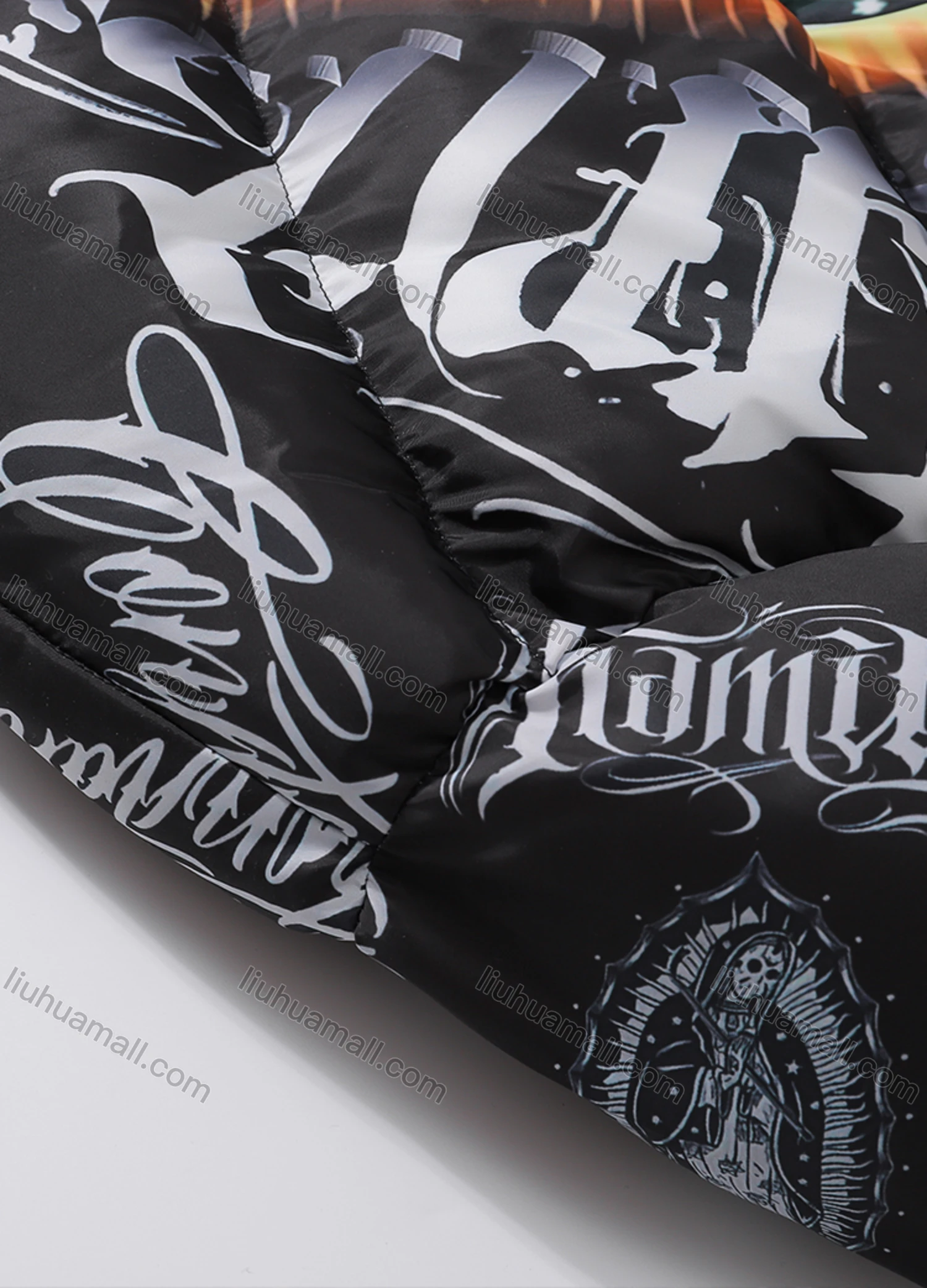 Wholesale Men's Fashion Long Sleeve Stand Collar Letter Print Puffer Coat 929# - Liuhuamall