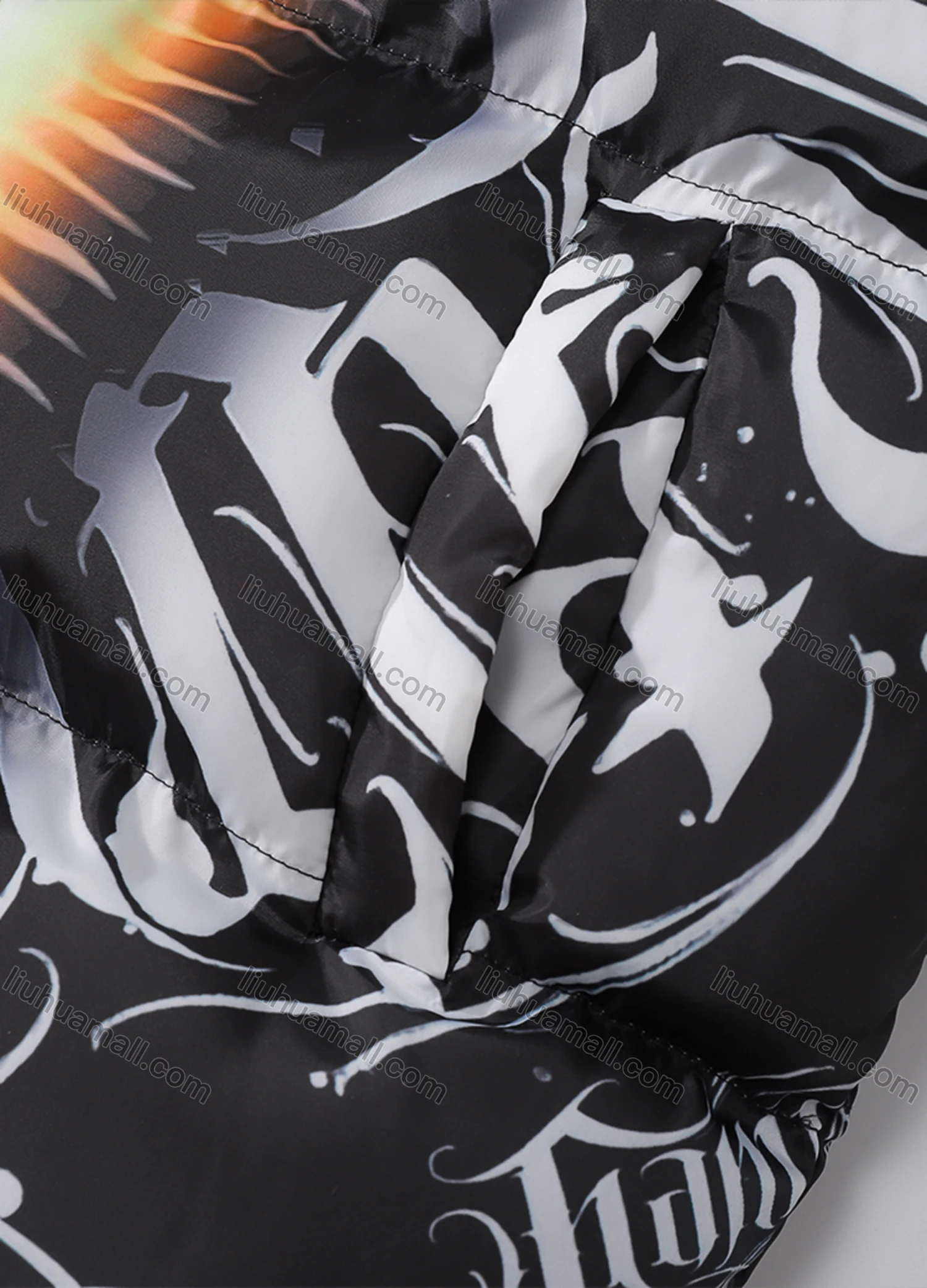 Wholesale Men's Fashion Long Sleeve Stand Collar Letter Print Puffer Coat 929# - Liuhuamall