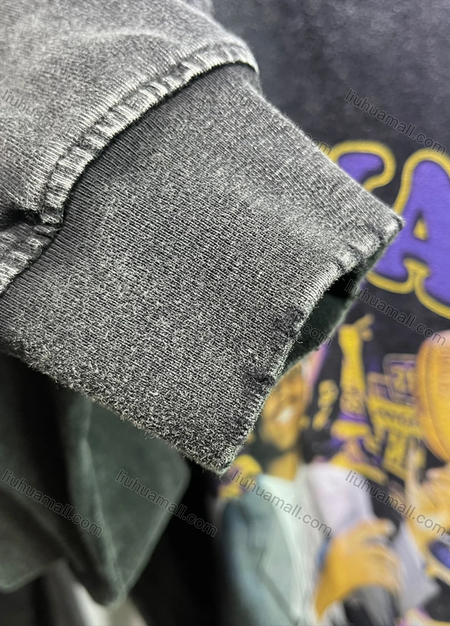 Wholesale Men's Fashion Drop Shoulder Distressed 100%Cotton Crew Neck Long Sleeve Graphic T-shirt 6003# - Liuhuamall