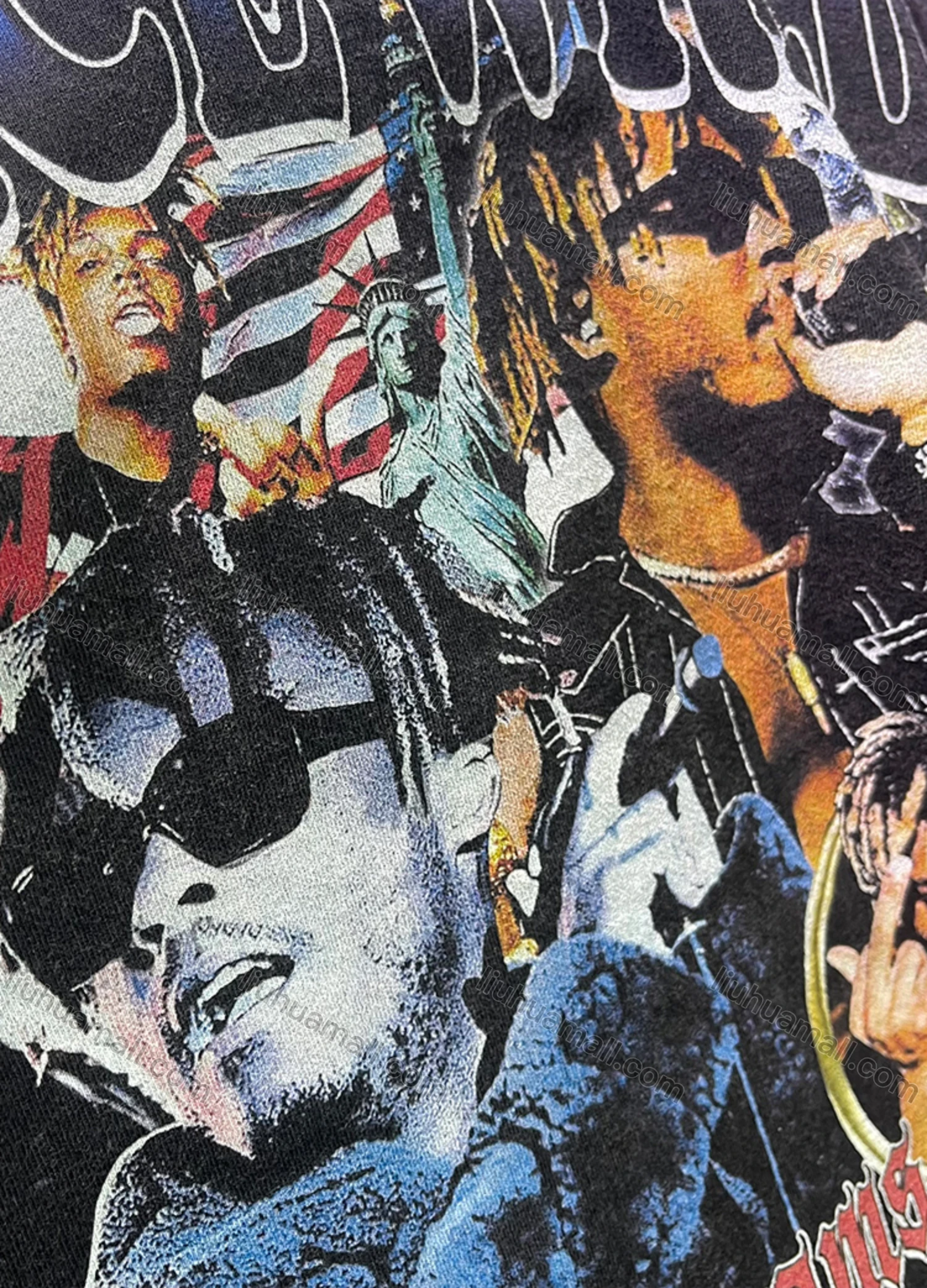 Wholesale Men's Fashion Drop Shoulder Distressed 100%Cotton Crew Neck Long Sleeve Graphic T-shirt 6005# - Liuhuamall