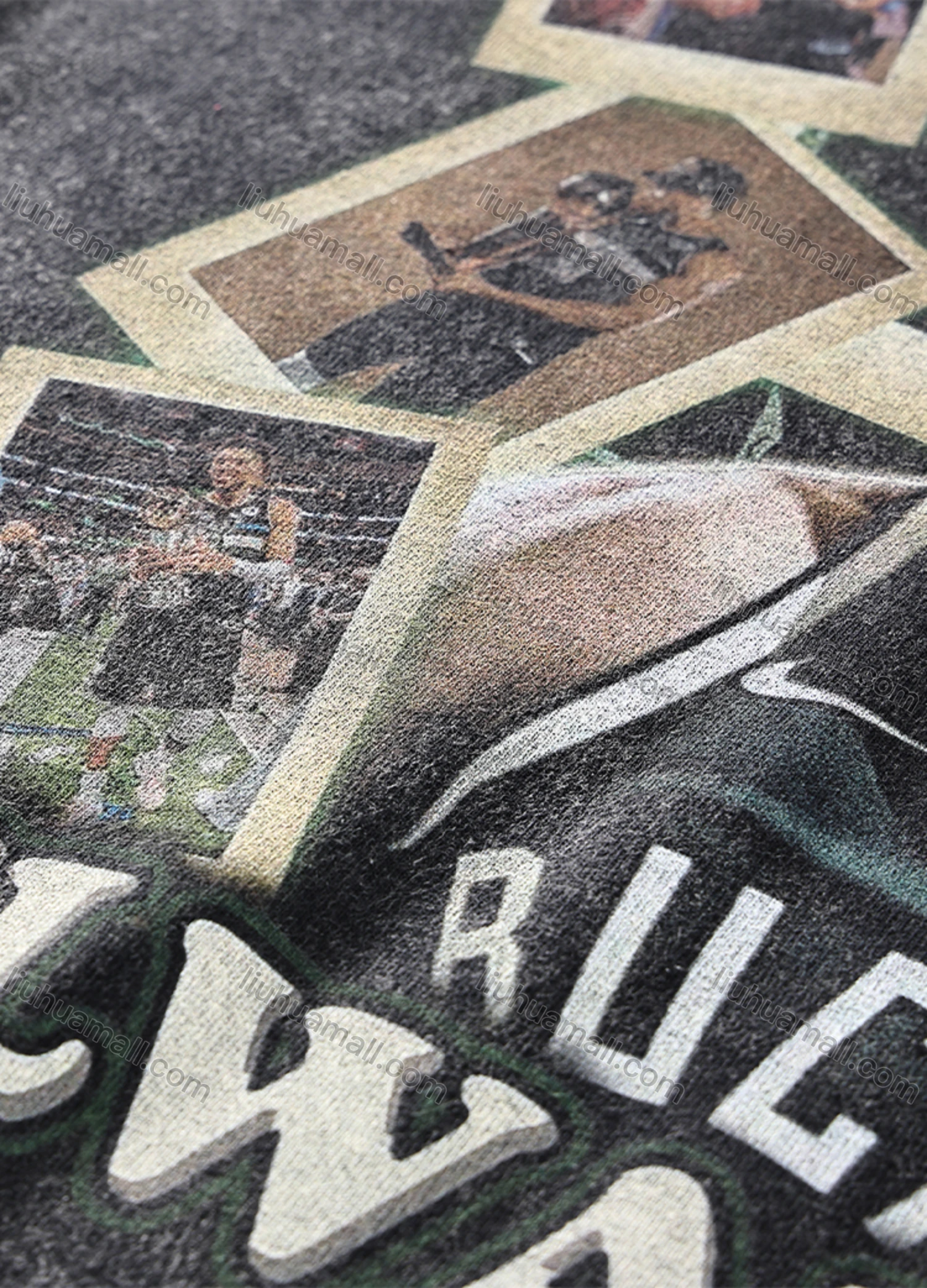 Wholesale Men's Fashion Drop Shoulder Distressed 100%Cotton Crew Neck Long Sleeve Graphic T-shirt 6015# - Liuhuamall