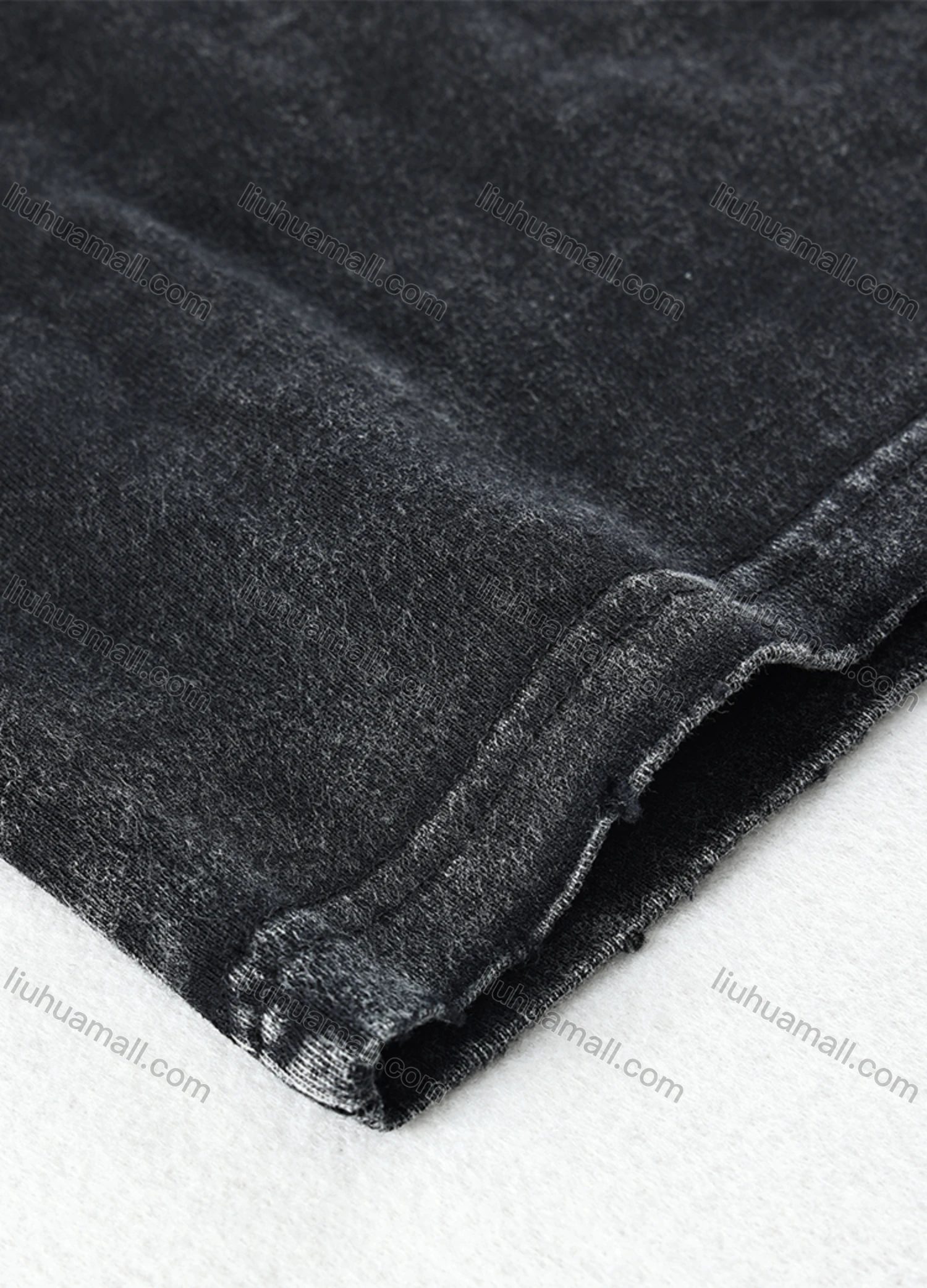 Wholesale Men's Fashion Drop Shoulder Distressed 100%Cotton Crew Neck Long Sleeve Graphic T-shirt 6015# - Liuhuamall