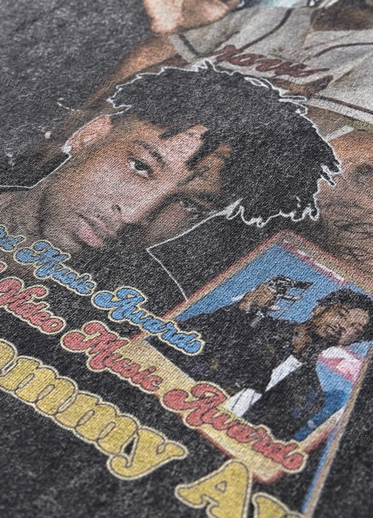 Wholesale Men's Fashion Drop Shoulder Distressed 100%Cotton Crew Neck Long Sleeve Graphic T-shirt 6017# - Liuhuamall