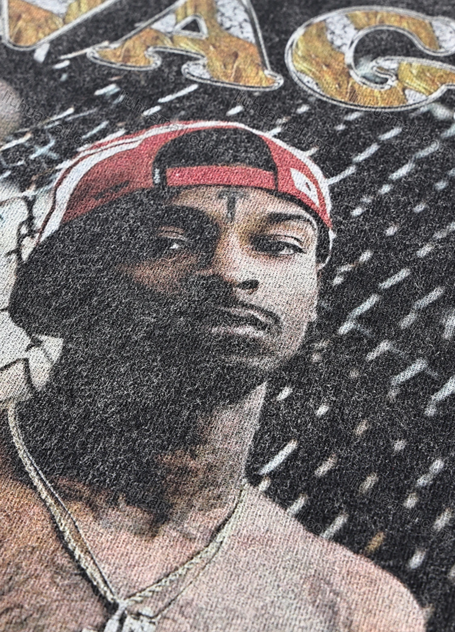 Wholesale Men's Fashion Drop Shoulder Distressed 100%Cotton Crew Neck Long Sleeve Graphic T-shirt 6017# - Liuhuamall