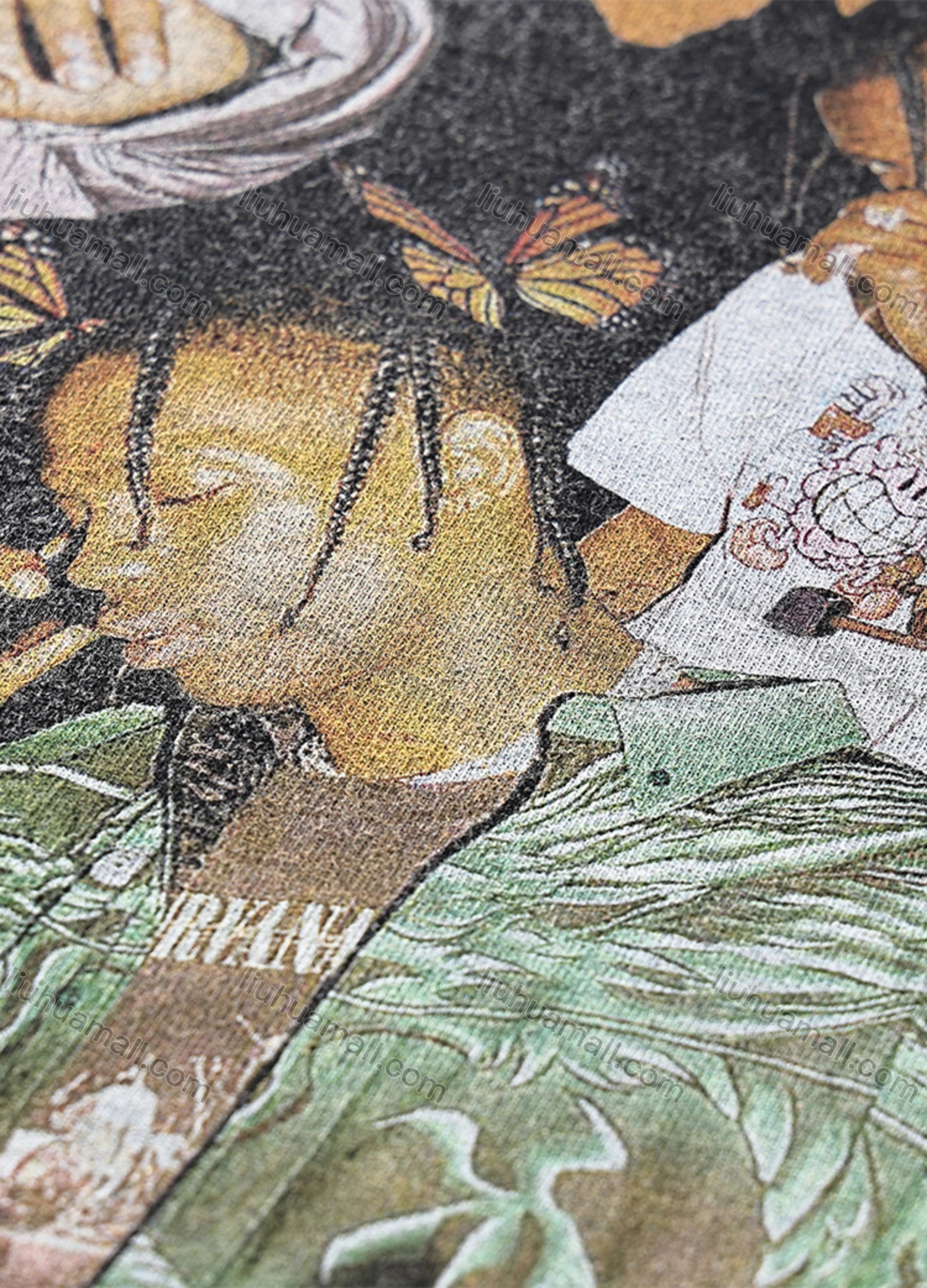 Wholesale Men's Fashion Drop Shoulder Distressed 100%Cotton Crew Neck Long Sleeve Graphic T-shirt 6018# - Liuhuamall