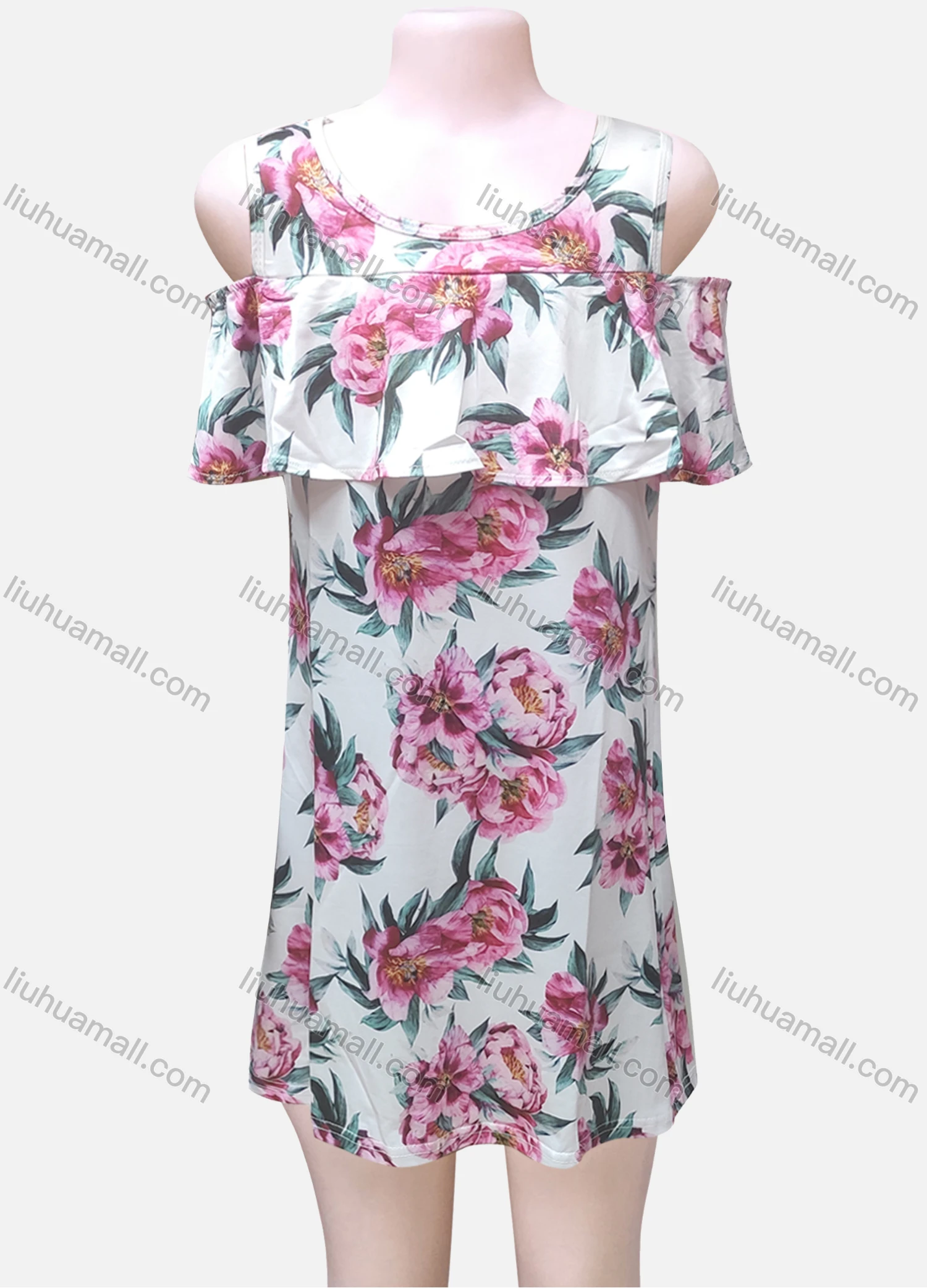 Wholesale Women's Flower Print Cold Shoulder Cami Dress - Liuhuamall