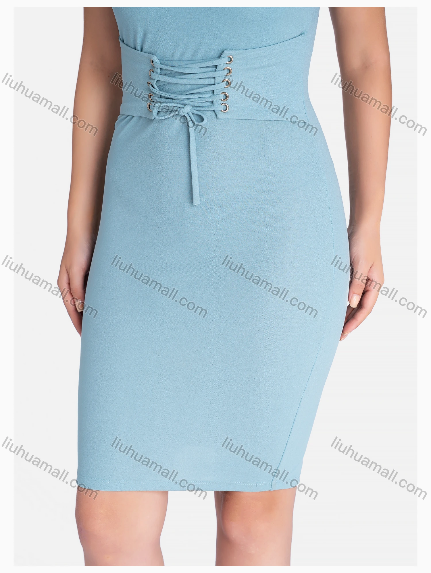 Wholesale Women's Fashion V Neck Sleeveless Tie Front Plain Dress - Liuhuamall