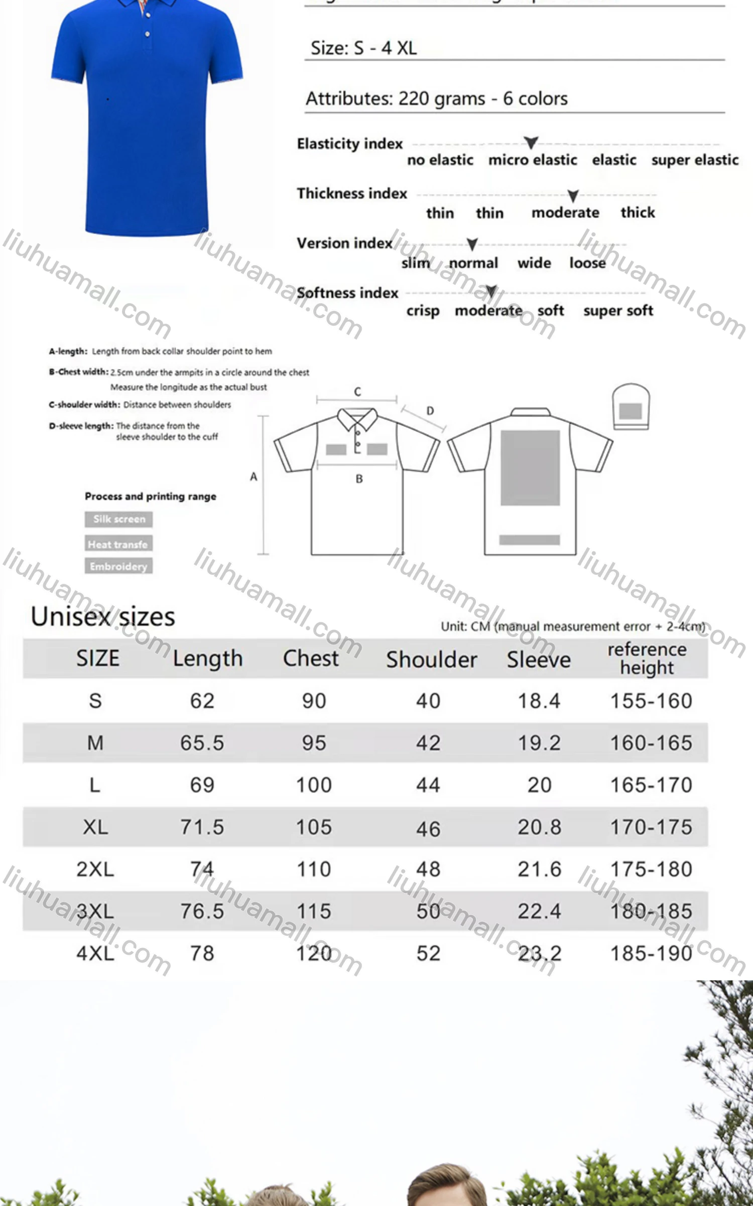 Wholesale Unisex Casual Slim Fit Short Sleeve Striped Trim Polo Shirts - Liuhuamall