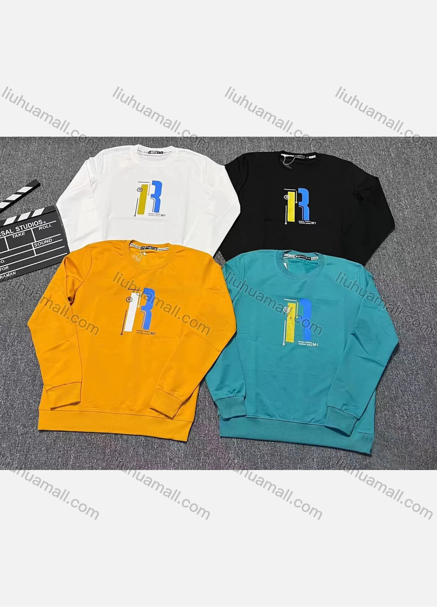 Wholesale Men's Casual Letter Print Round Neck Long Sleeve Sweatshirt - Liuhuamall