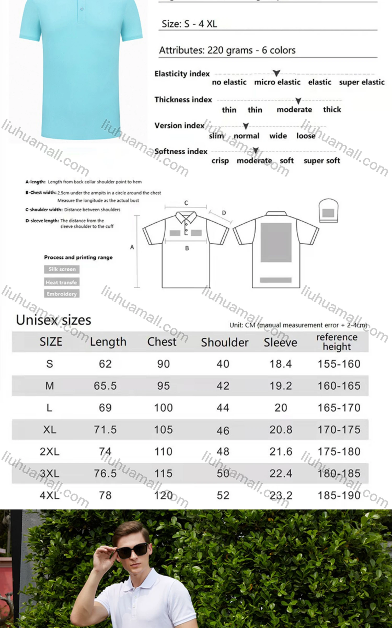 Wholesale Unisex Casual Slim Fit Short Sleeve Button Front Plain Polo Shirts - Liuhuamall