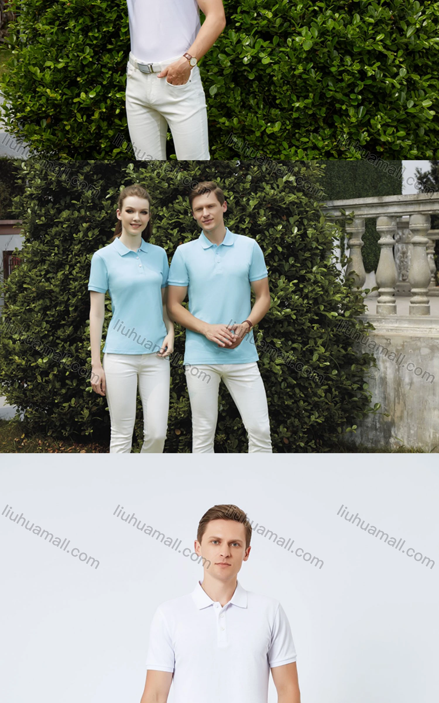 Wholesale Unisex Casual Slim Fit Short Sleeve Button Front Plain Polo Shirts - Liuhuamall