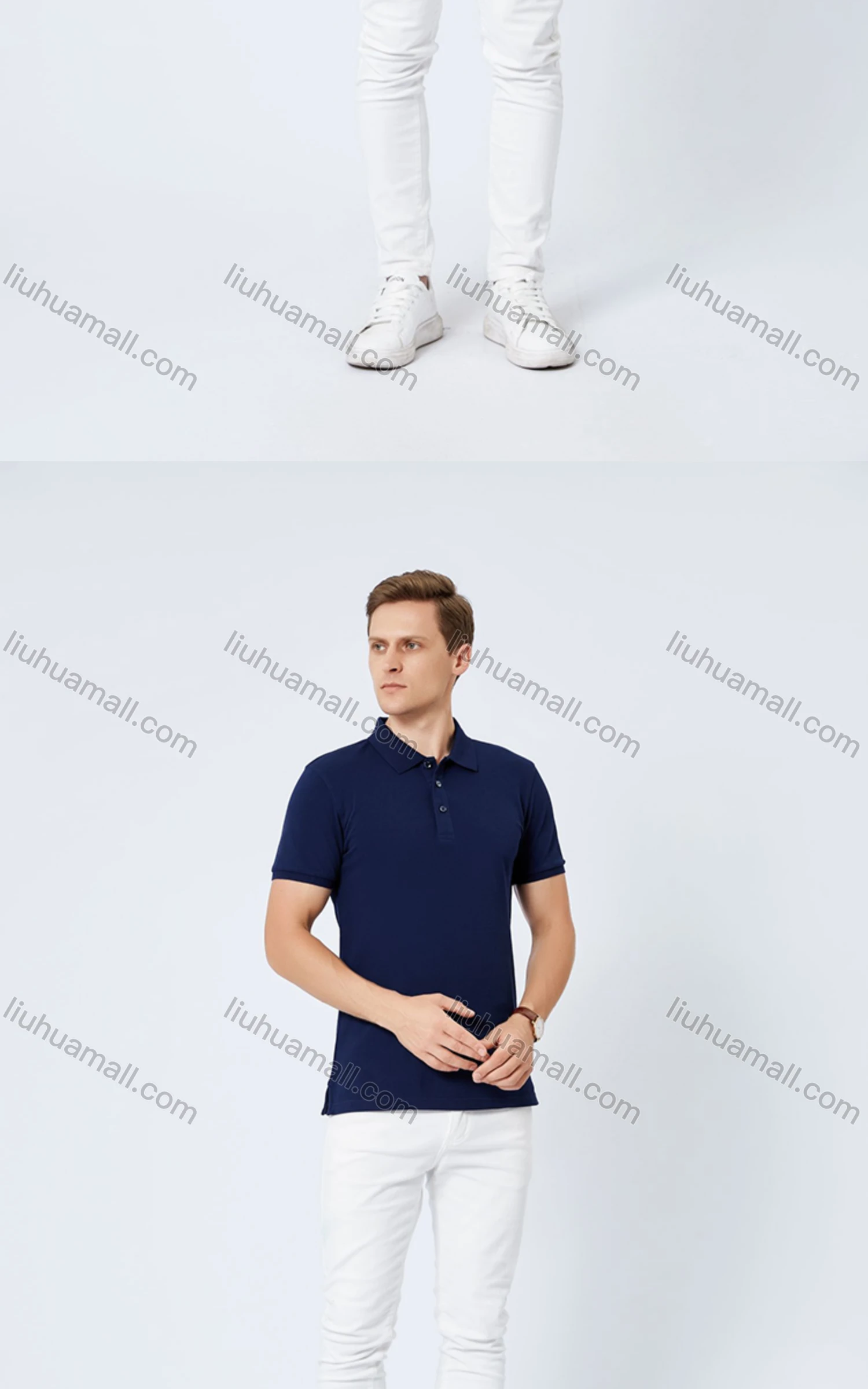 Wholesale Unisex Casual Slim Fit Short Sleeve Button Front Plain Polo Shirts - Liuhuamall