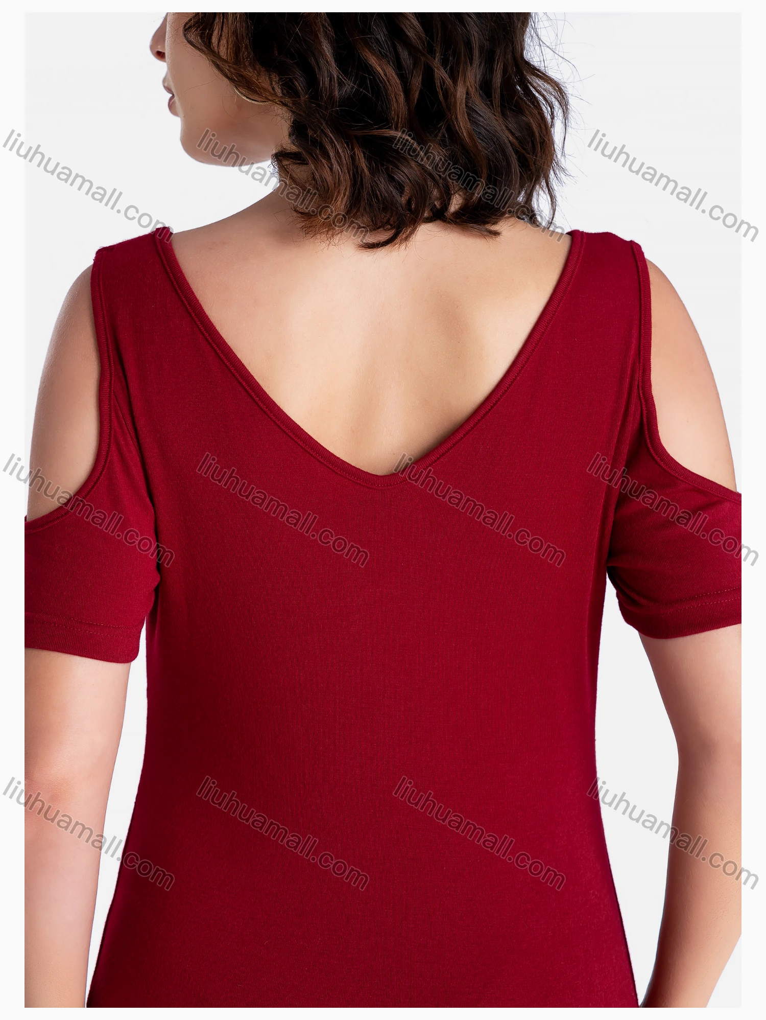 Wholesale Women's Casual V Neck Short Sleeve Button Decor Plain Dress - Liuhuamall