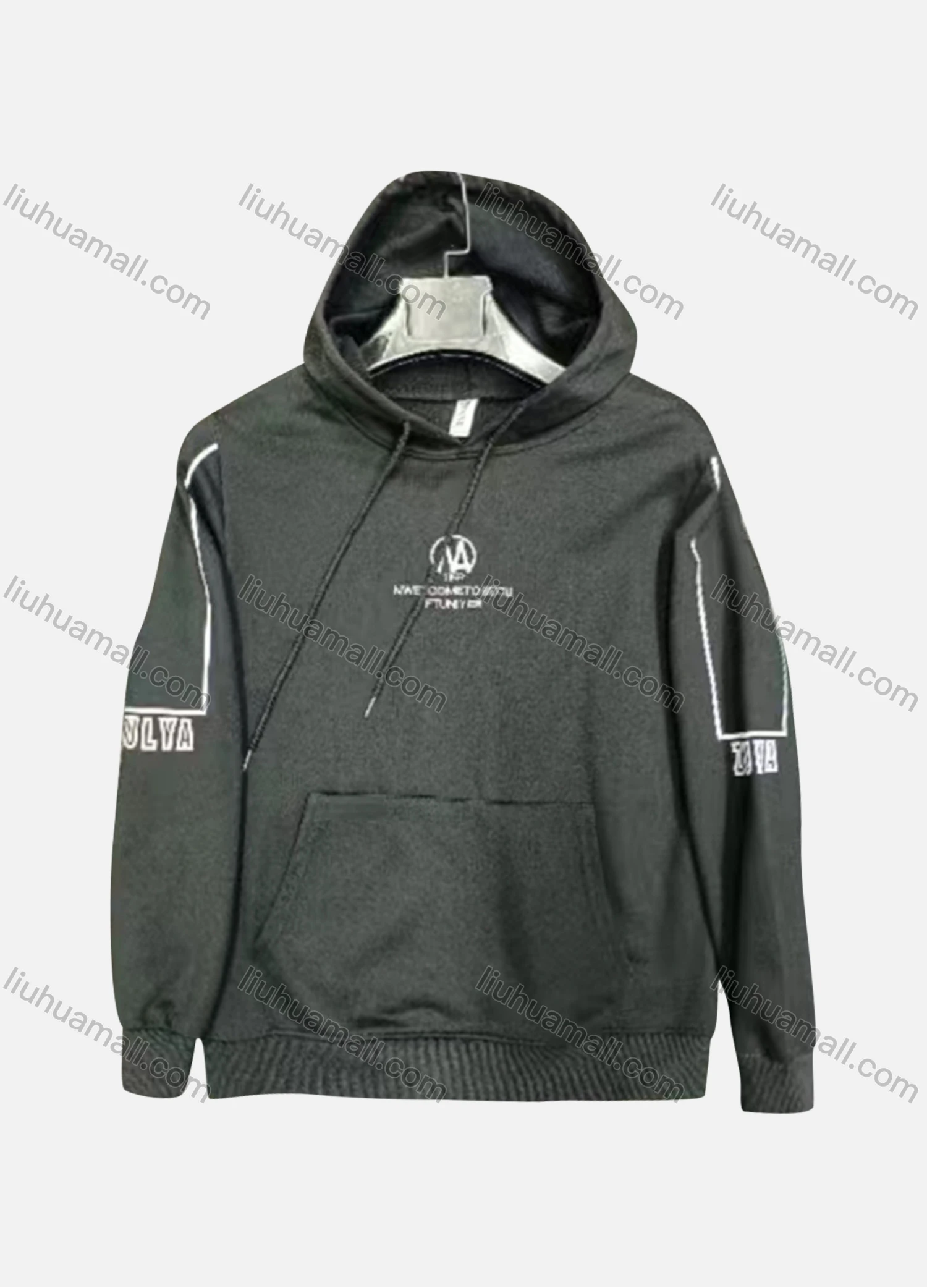 Wholesale Men's Casual Letter Print Drawstring Long Sleeve Kangaroo Pocket Hoodie - Liuhuamall