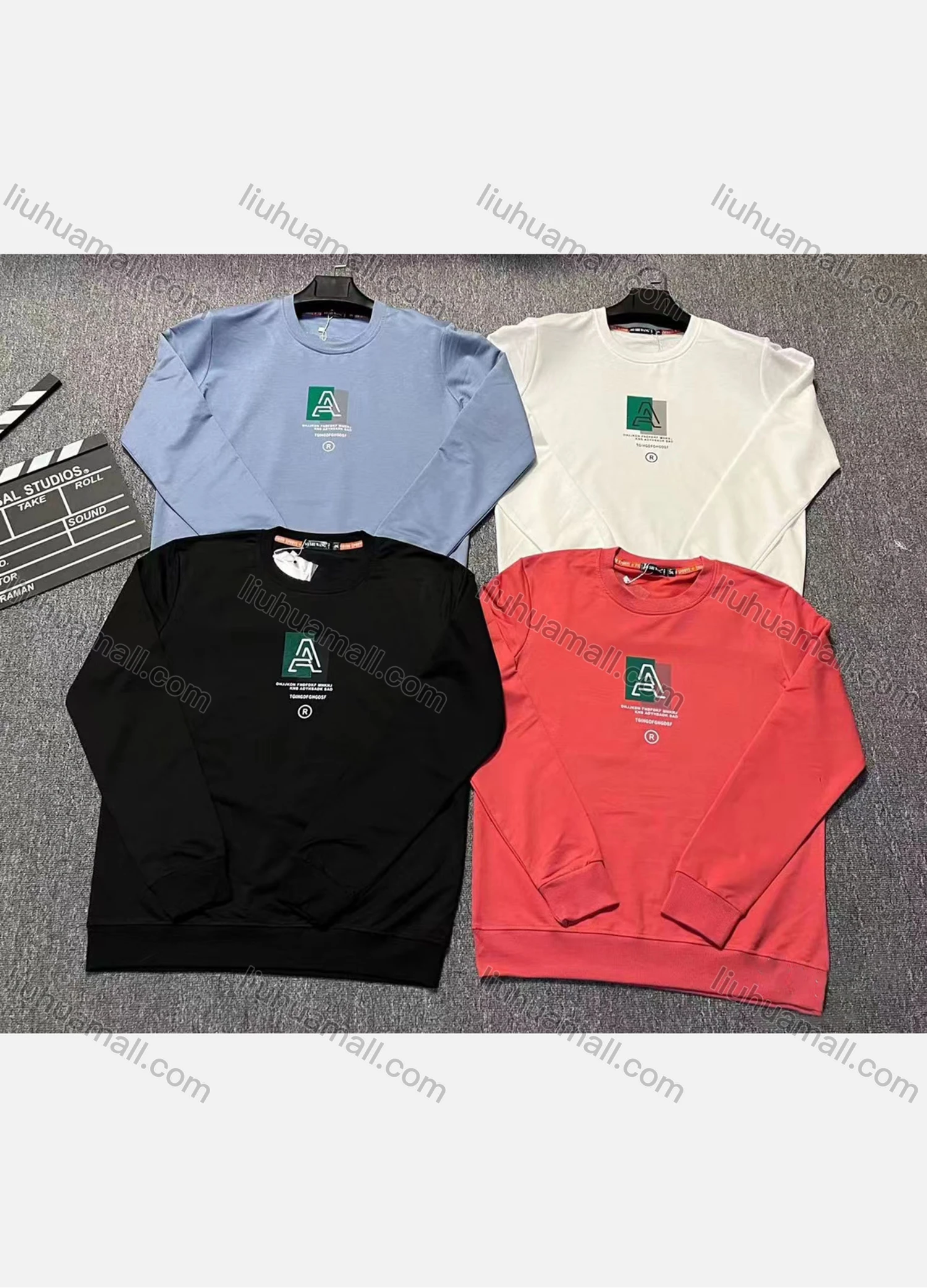 Wholesale Men's Casual Letter Print Round Neck Long Sleeve Sweatshirt - Liuhuamall