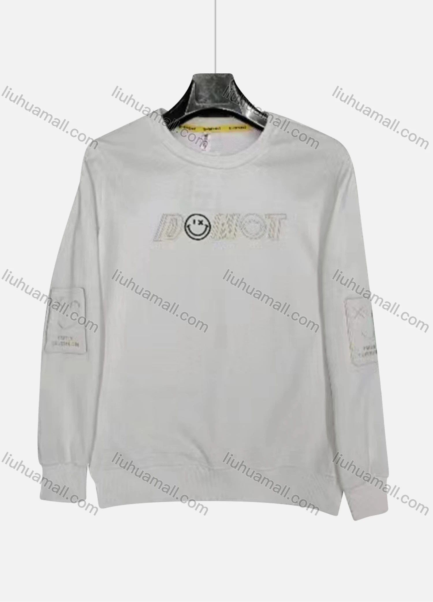 Wholesale Men's Casual Letter & Face Print Round Neck Long Sleeve Sweatshirt - Liuhuamall